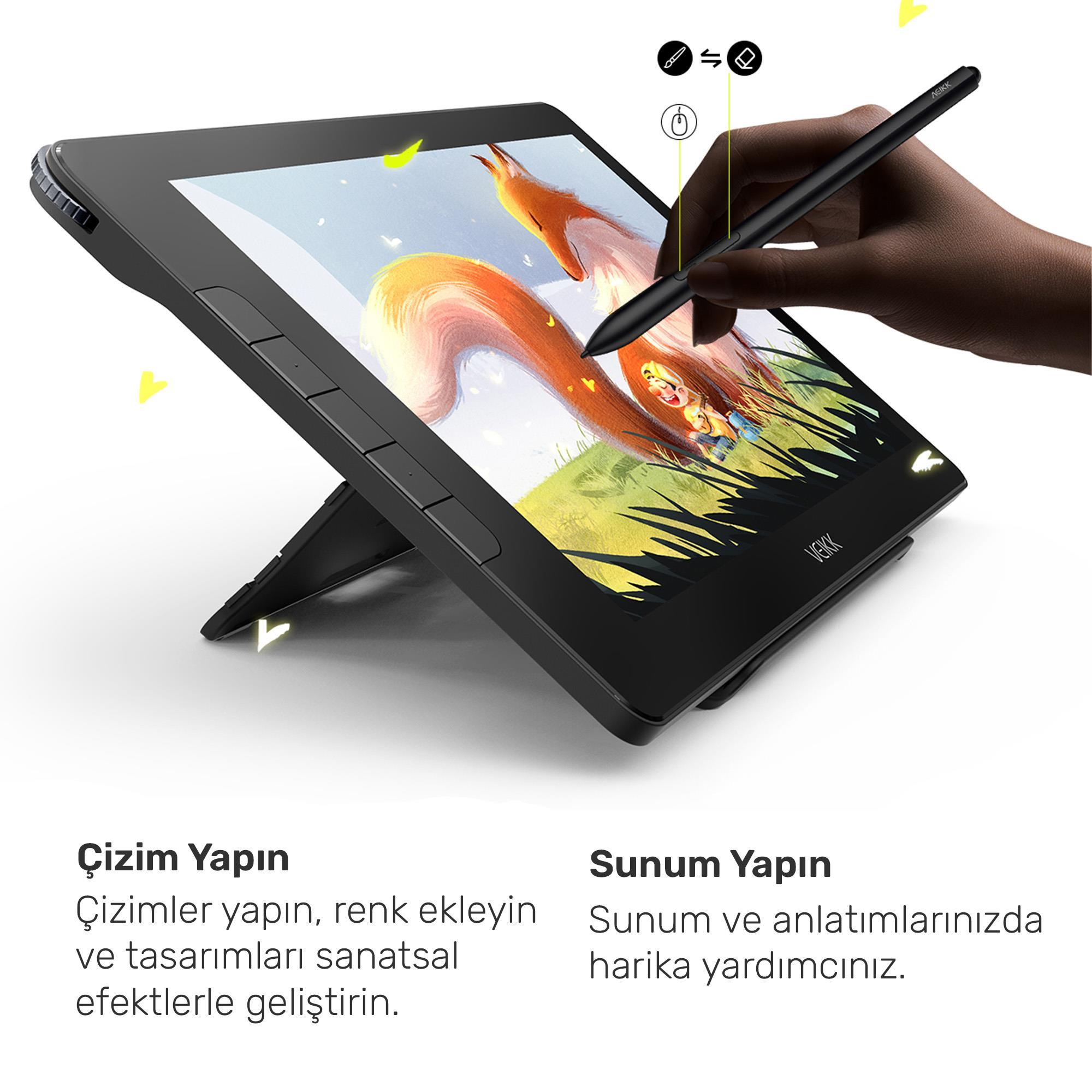 VEIKK VK1600 (Veikk P10)  Pilsiz Pasif Grafik Tablet Kalemi Siyah