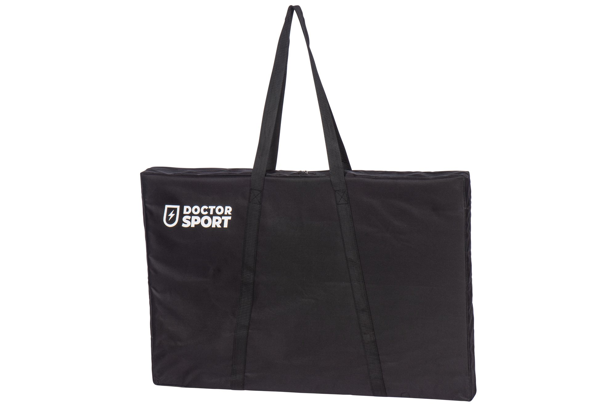 Schwarze Doctor Sport Tragetasche mit weißem Logo und Griffen auf weißem Hintergrund.