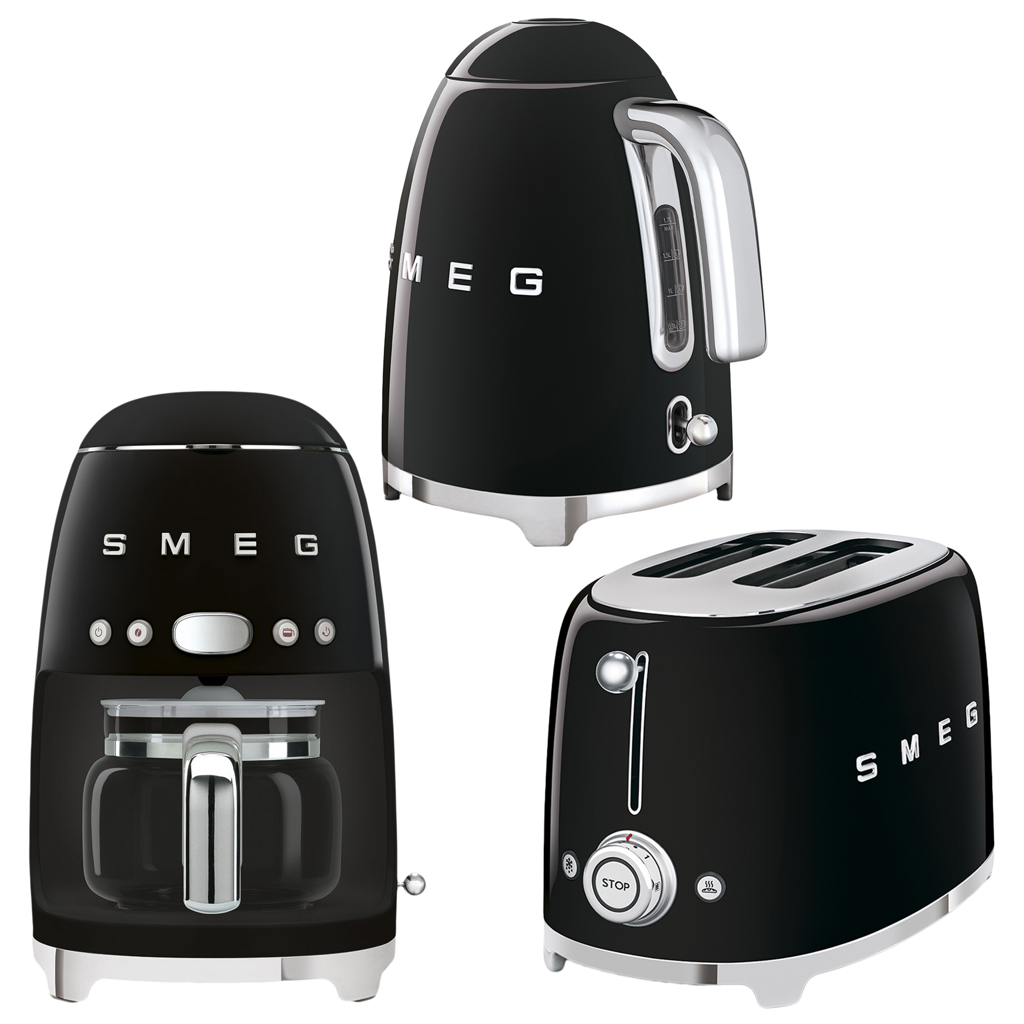 SMEG KLF03BL-TSF01BL-DCF02BLEU Kettle ve Filtre Kahve Makinesi Siyah