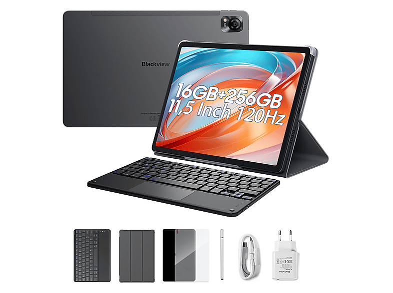 BLACKVIEW MEGA 1 Mit Tastatur (QWERTY), Tablet, 256 GB, 12 Zoll, Grau