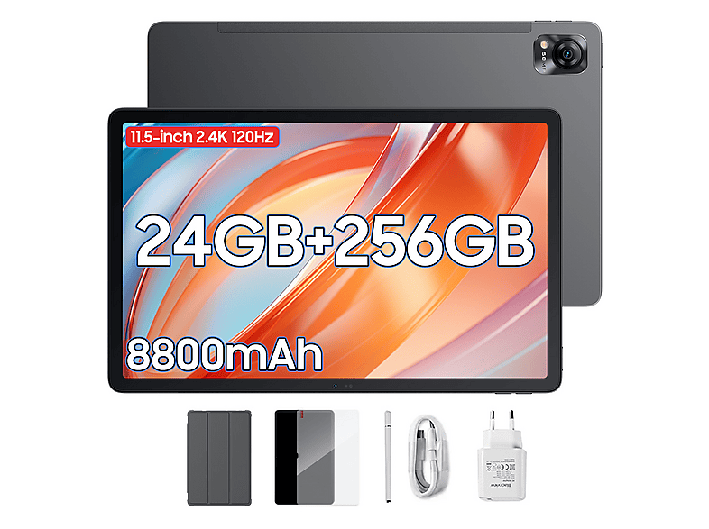 BLACKVIEW MEGA 1, Tablet, 256 GB, 12 Zoll, Grau