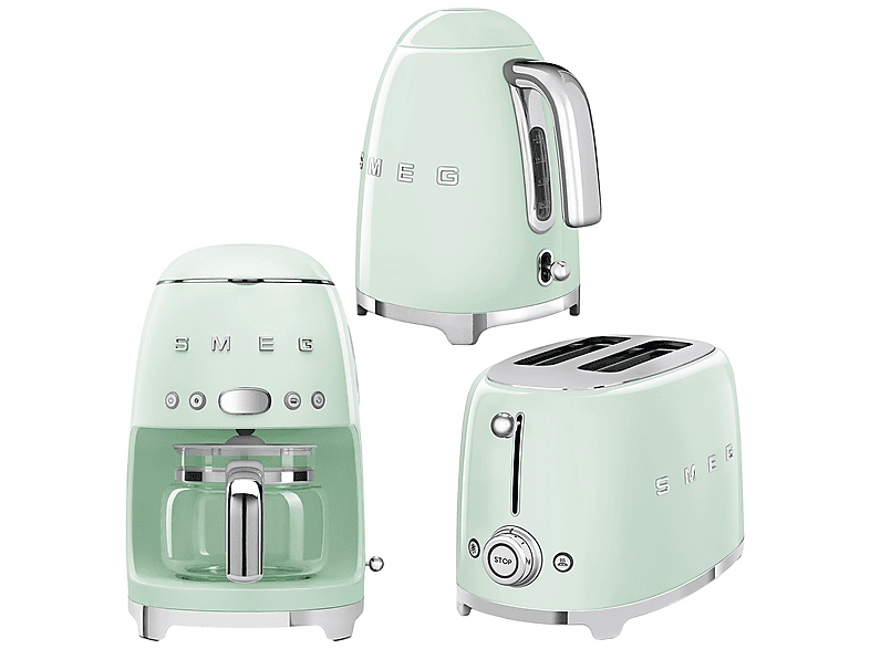 SMEG 50's Style Pastel  Kettle - 1x2 Ekmek Kızartma Makinesi Ve Filtre Kahve Makinesi Yeşil