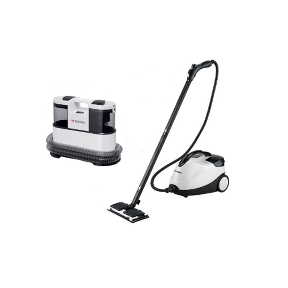 TORIMA CX002B Koltuk ve Halı Yıkama Makinesi ve CB-08C Çok Fonksiyonlu Buharlı Temizleyici Beyaz