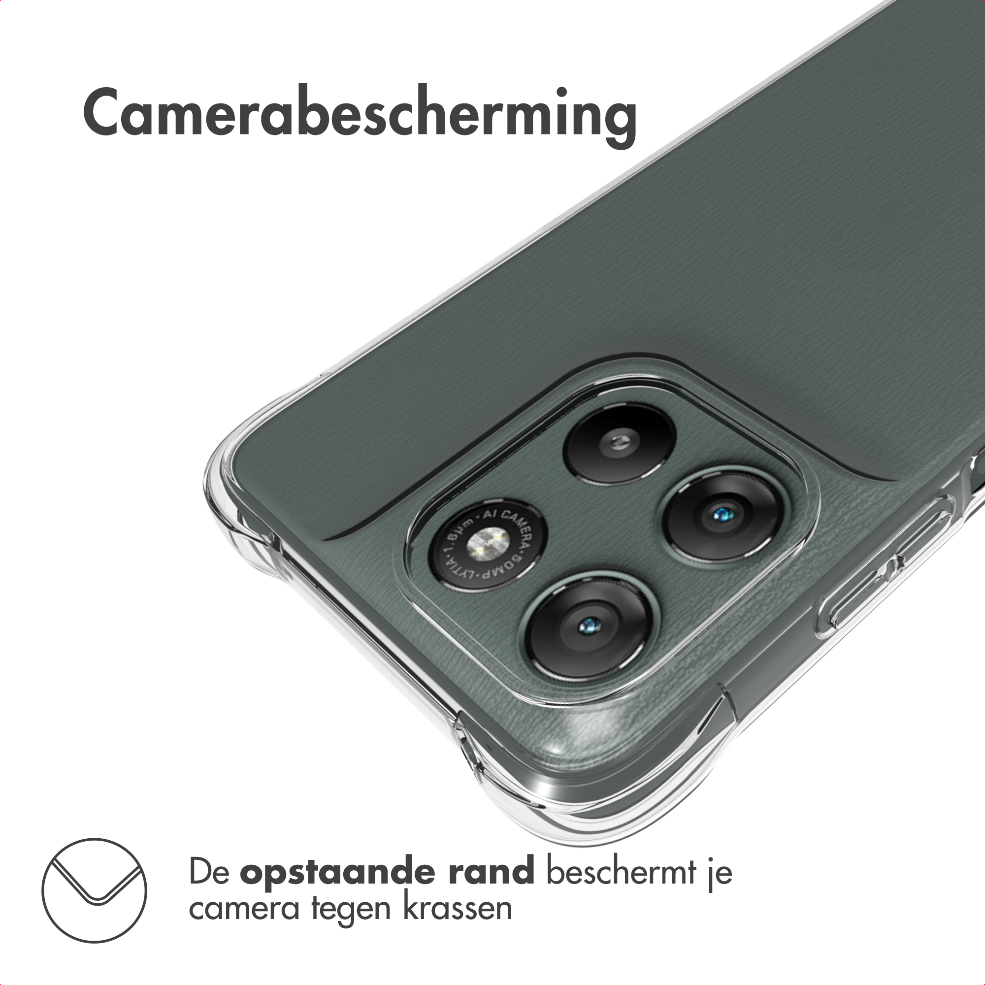 Coque de téléphone avec protection d'appareil photo. Le bord surélevé protège des rayures.