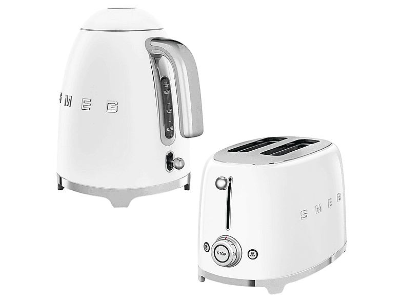 SMEG Kettle ve 1x2 Ekmek Kızartma Makinesi Beyaz