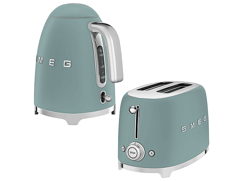 SMEG 50'S Style Special Edition Mat Kettle ve 1x2 Ekmek Kızartma Makinesi Yeşil