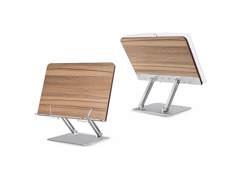 NPO STD002 Okuma Açısı Ayarlı Kıskaçlı Alüminyum&Ahşap Modern Rahle Kitap Notebook Tablet Standı Gri