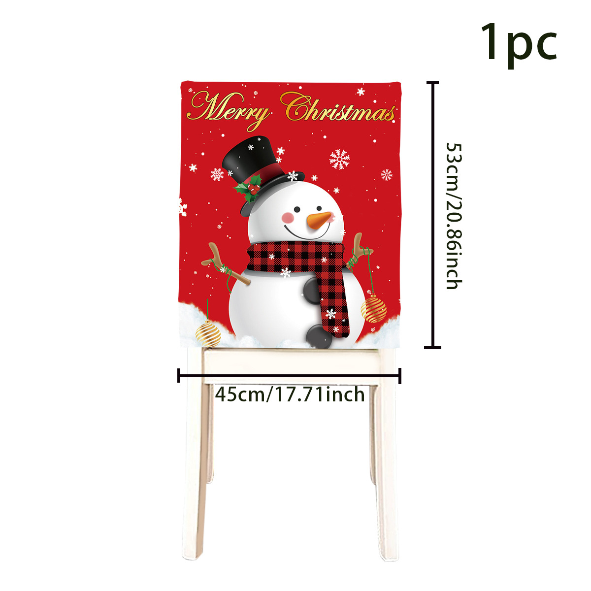 Ein Weihnachtsbanner mit einem Schneemann, der einen schwarzen Hut und einen Schottenkaro-Schal trägt, auf rotem Hintergrund mit Schneeflocken.