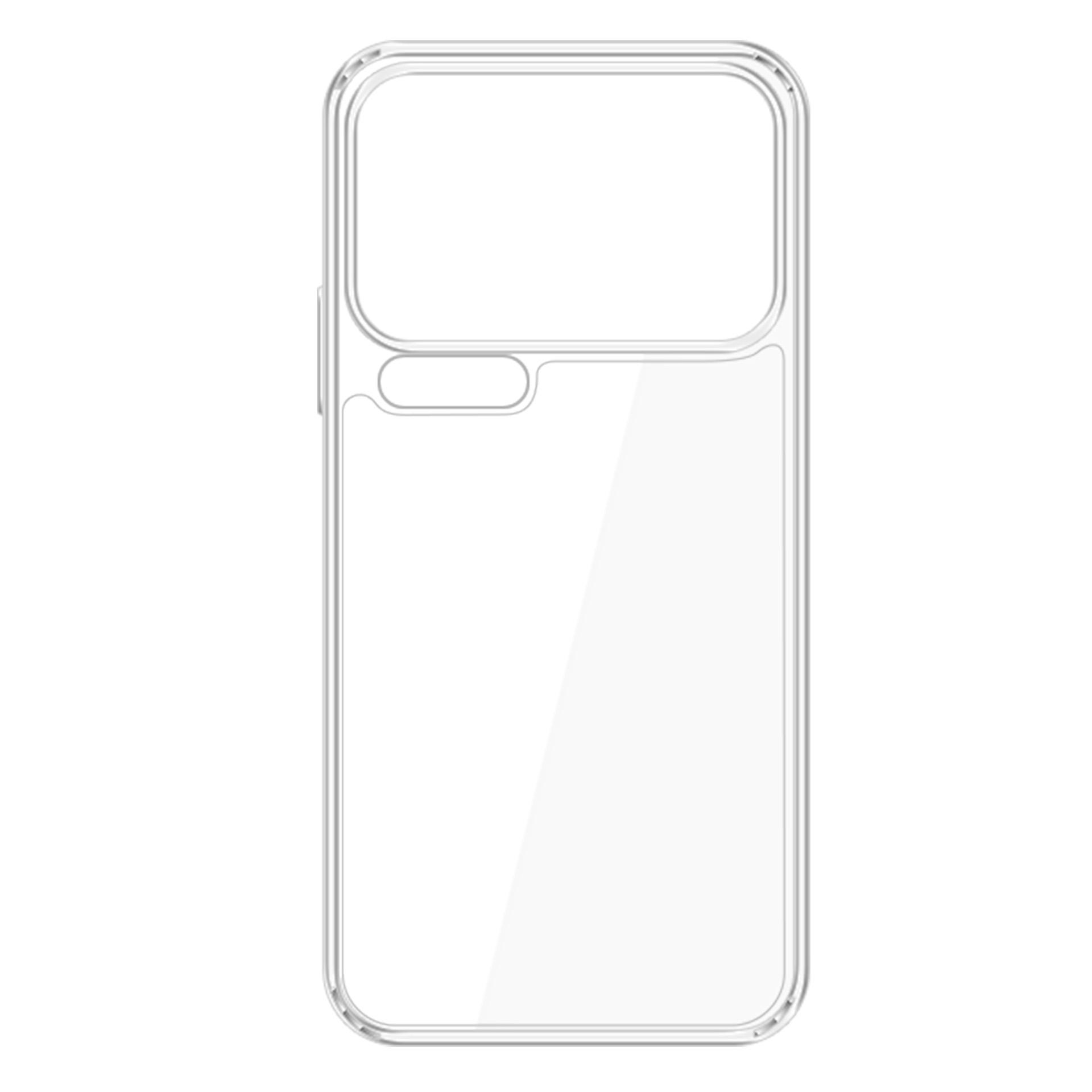 Przezroczyste etui na telefon. Prostokątny kształt z wycięciem na aparat i dostępem do bocznych przycisków. Przezroczysty design.
