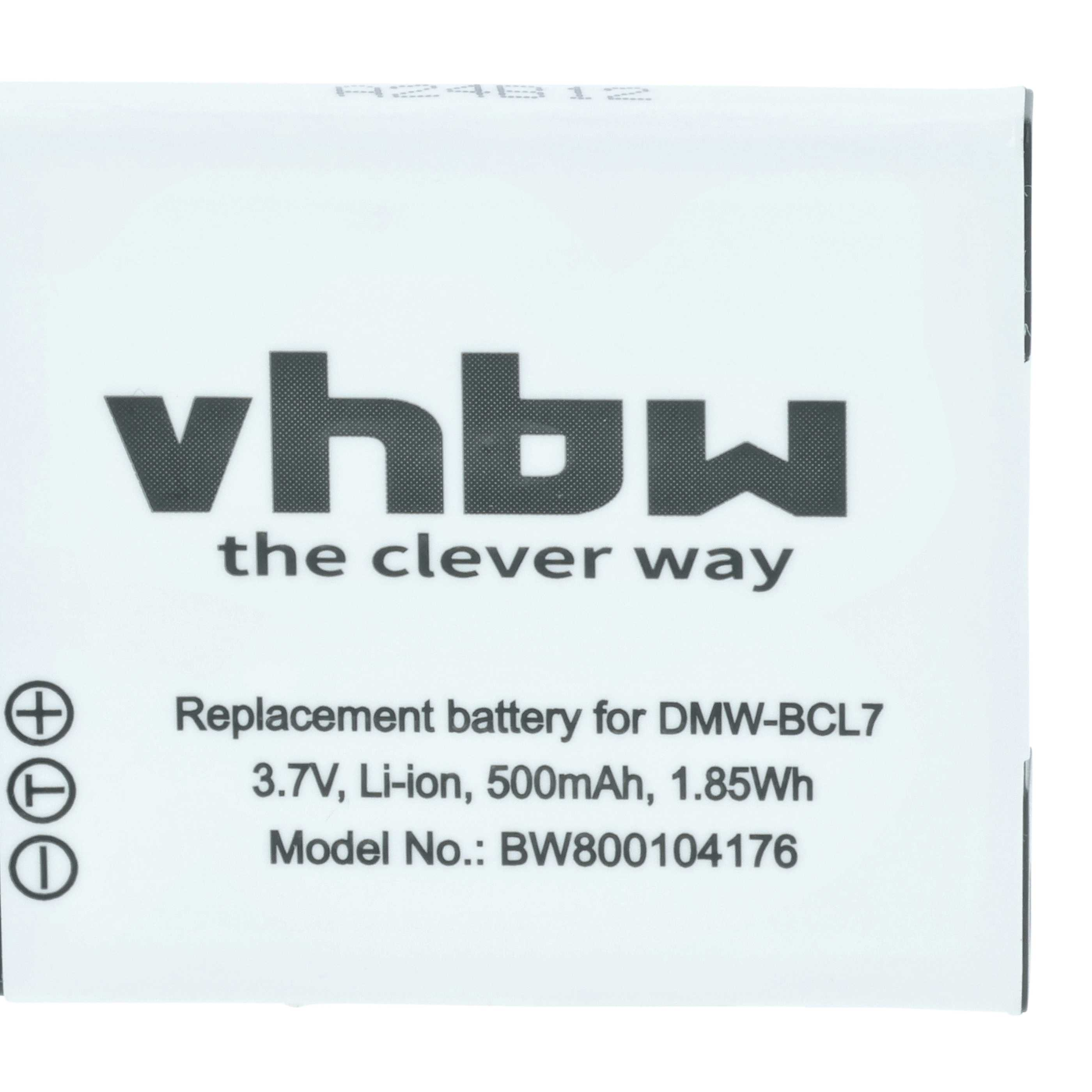 Weißer Karton mit schwarzem Text. Der Text enthält 'vhbw', 'Ersatzbatterie' und technische Daten. Oben steht 'R24B12'.