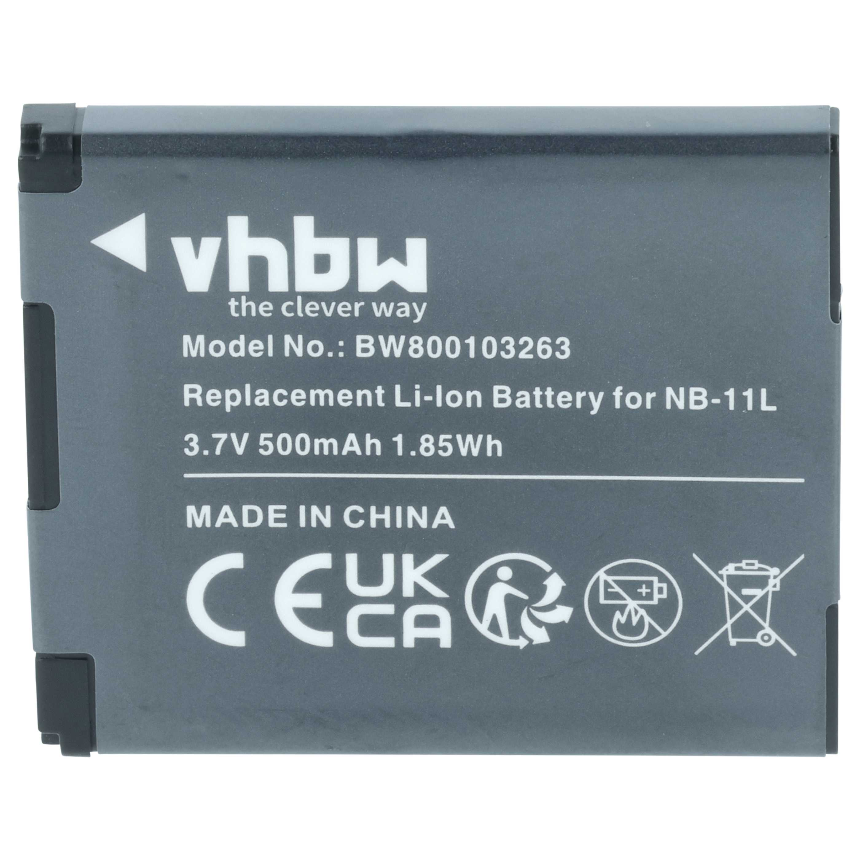 Ein grauer Akku mit weißem Text. Es steht vhbw, Modell-Nr., Ersatzakku, 3,7 V und Made in China.