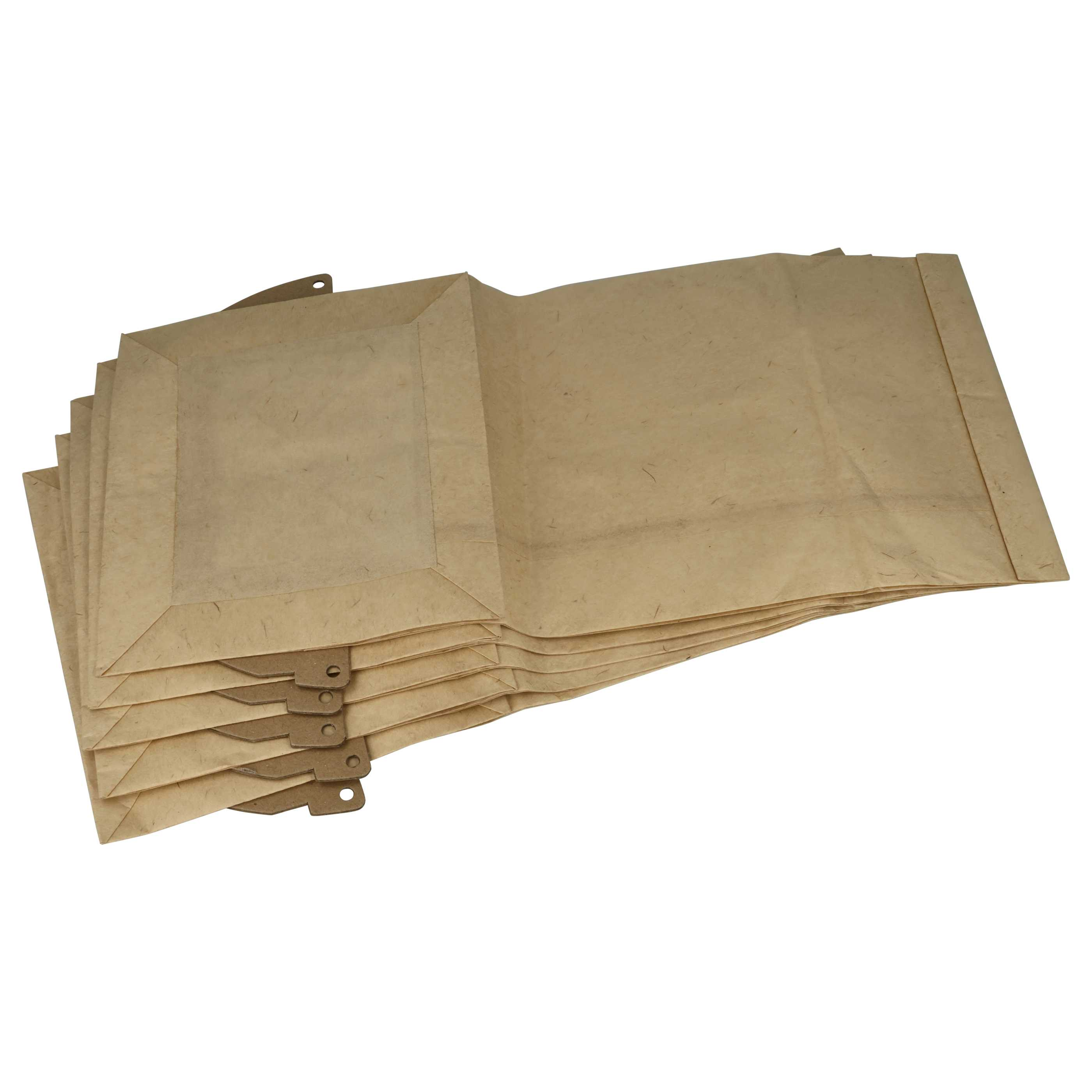 Mehrere beige Papierumschläge sind gefächert gestapelt. Jeder hat eine abgerundete Klappe mit einem kleinen Loch.
