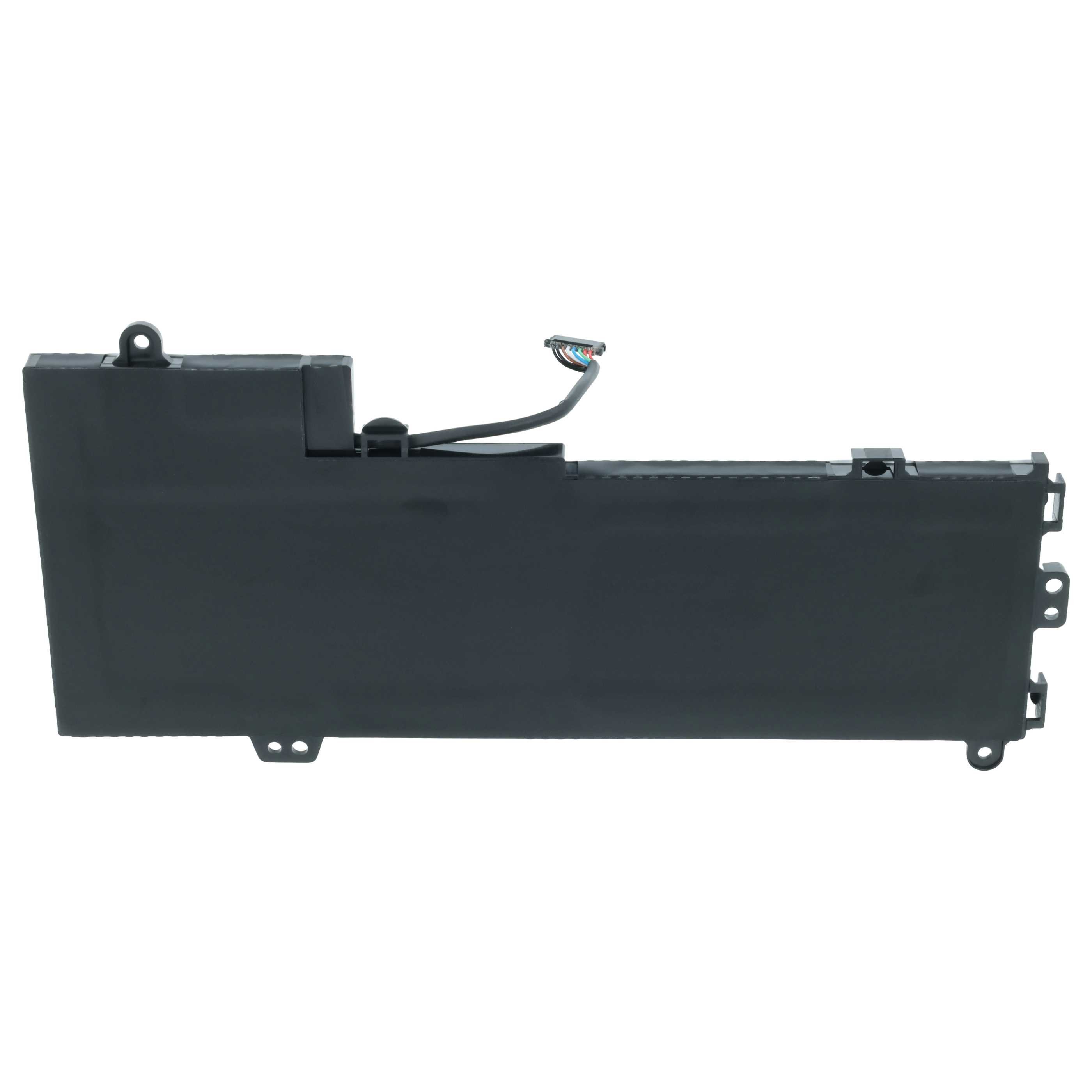 Ein schwarzer Laptop-Akku mit Kabel und Stecker auf weißem Hintergrund.