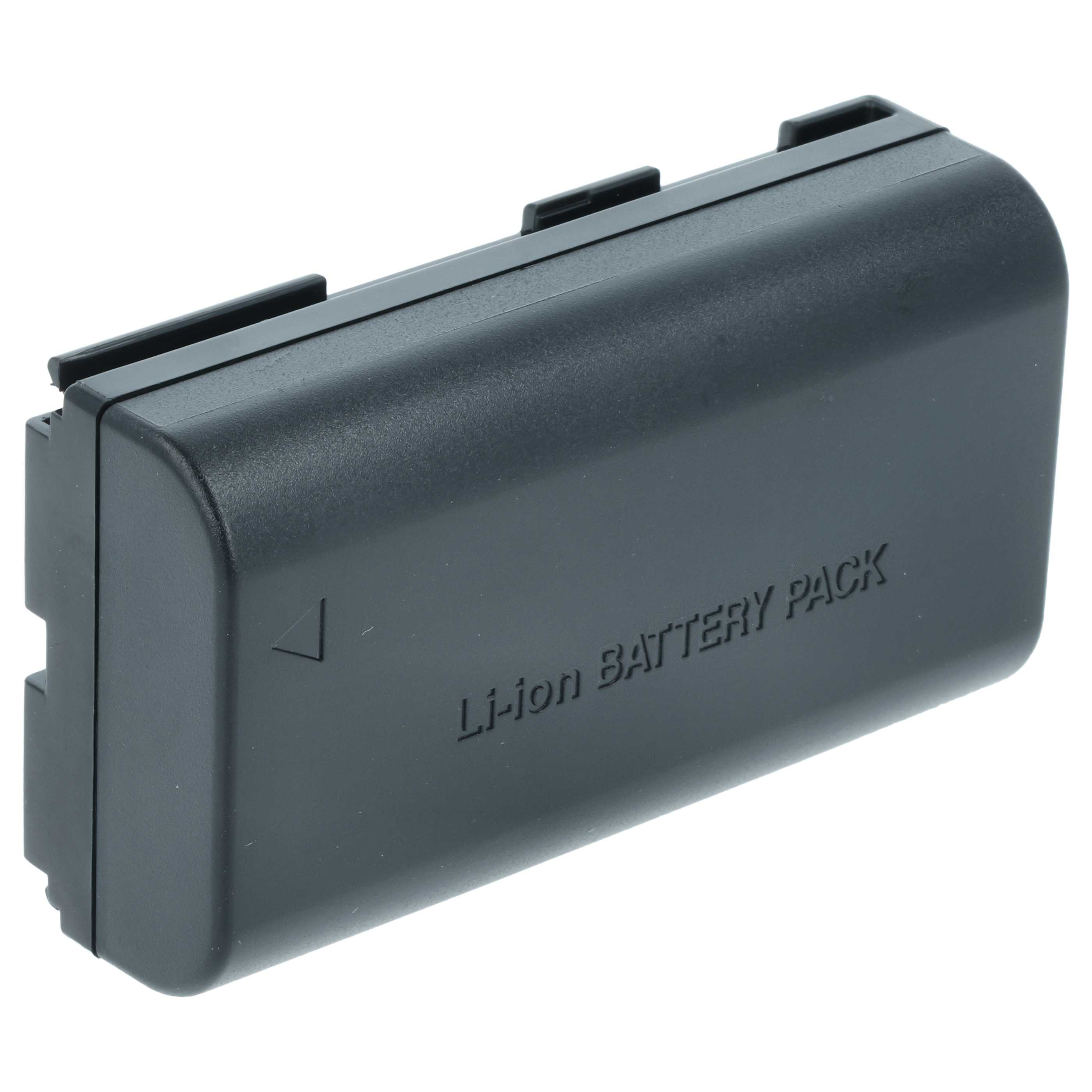 Schwarzer Li-Ionen-Akku auf weißem Hintergrund. Es hat die Worte Li-ion BATTERY PACK darauf.