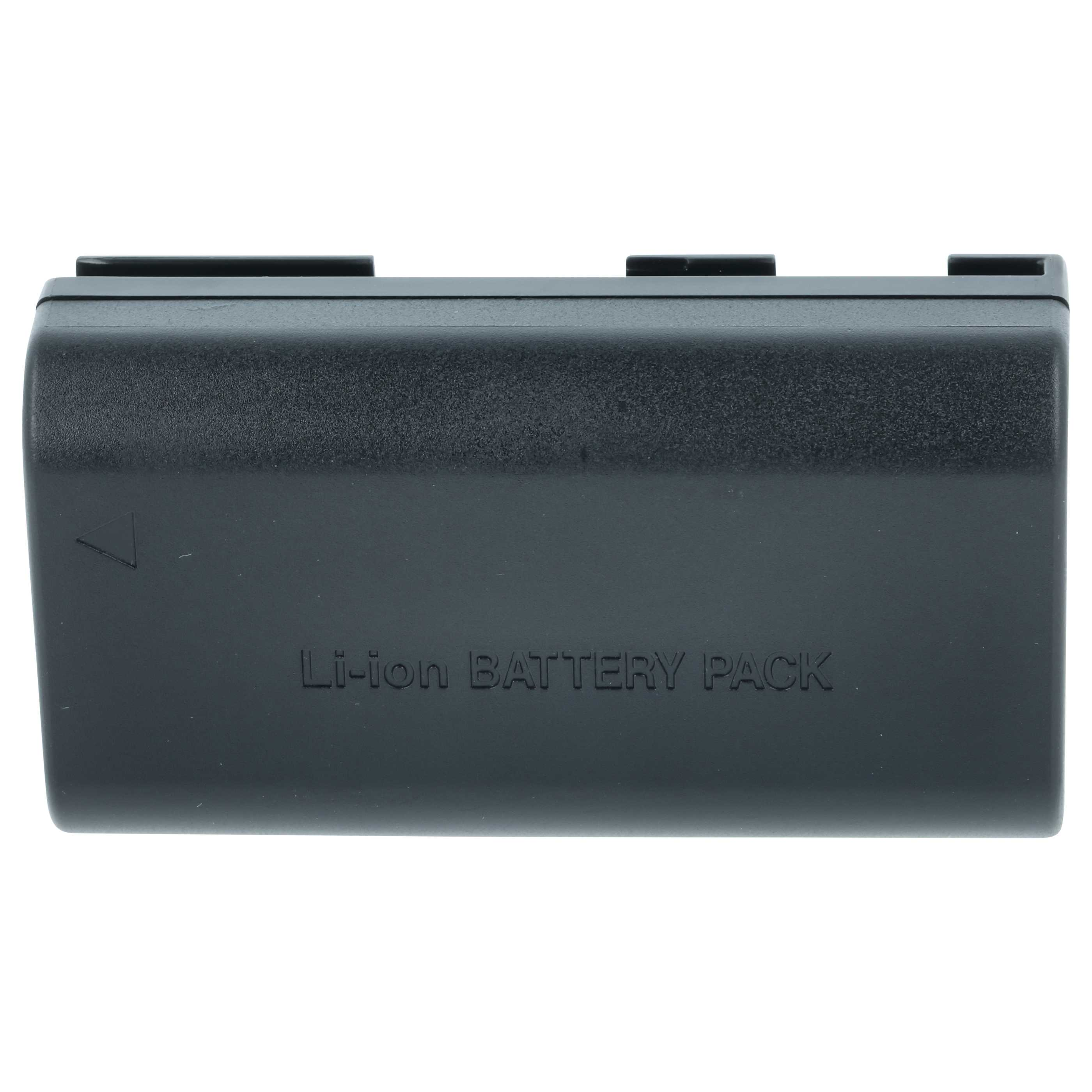 Ein dunkelgrauer rechteckiger Li-Ionen-Akku mit dem Text 'Li-ion BATTERY PACK'.