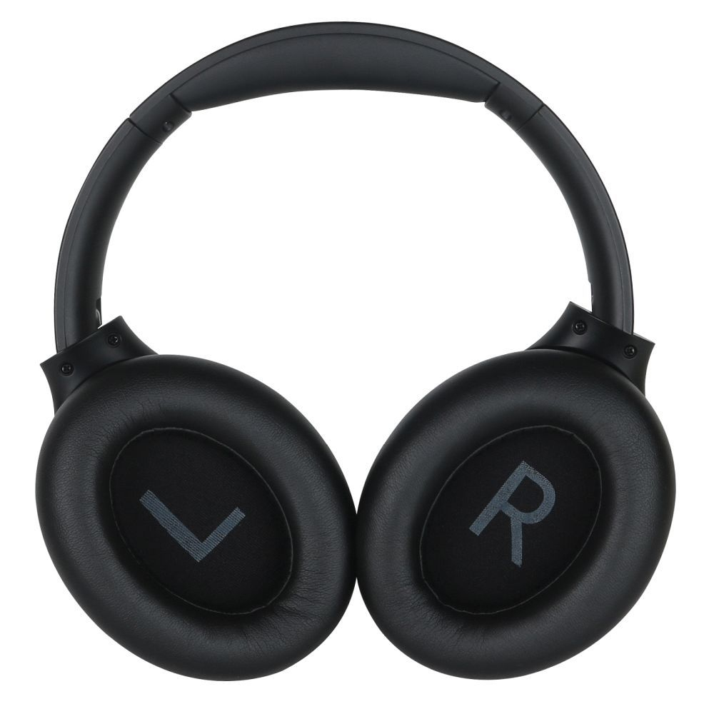 Schwarze Over-Ear-Kopfhörer. Die Ohrmuscheln tragen die Buchstaben 'L' und 'R'. Das Kopfband verbindet die Muscheln.