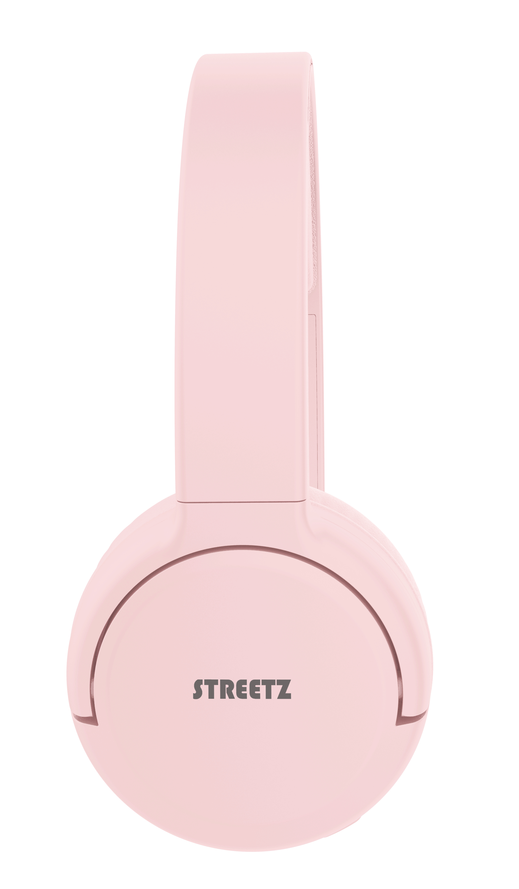 Cuffie STREETZ rosa su sfondo bianco. Le cuffie sono centrate, con il nome del marchio visibile sul padiglione auricolare.