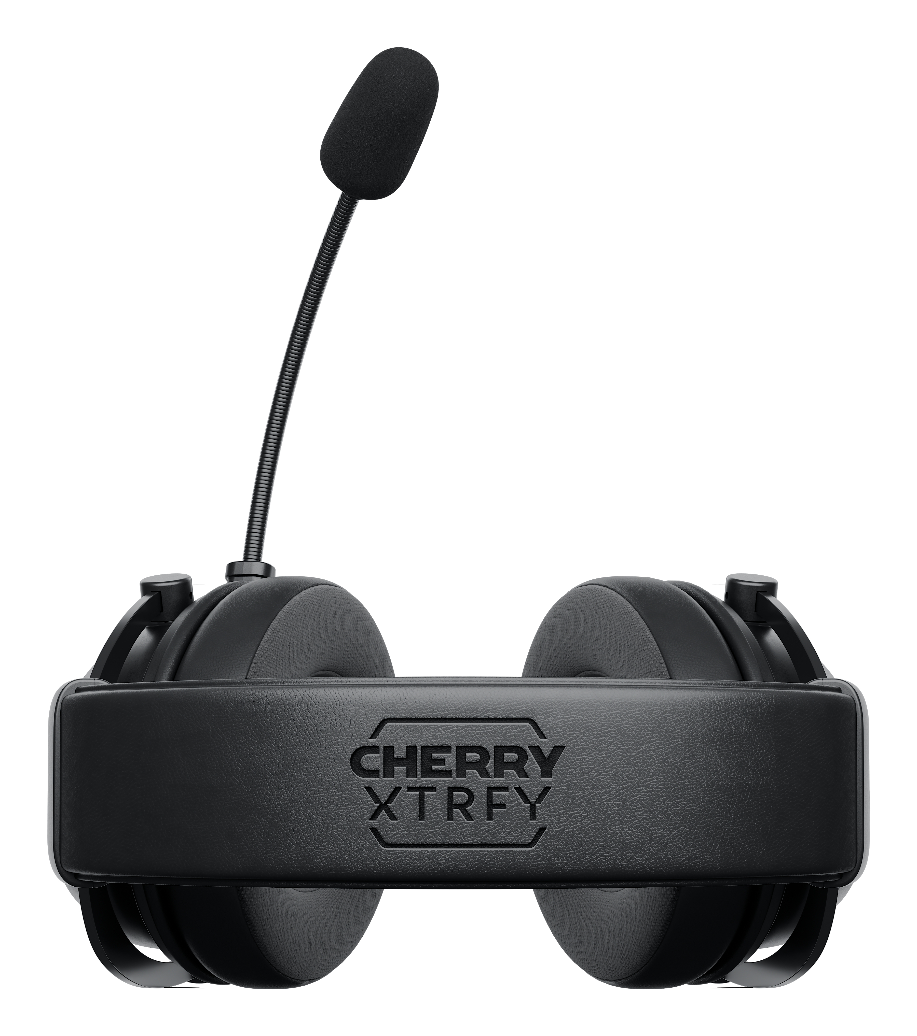 Casque de jeu noir avec microphone. Le nom de la marque est visible sur l'arceau. Le fond est blanc.