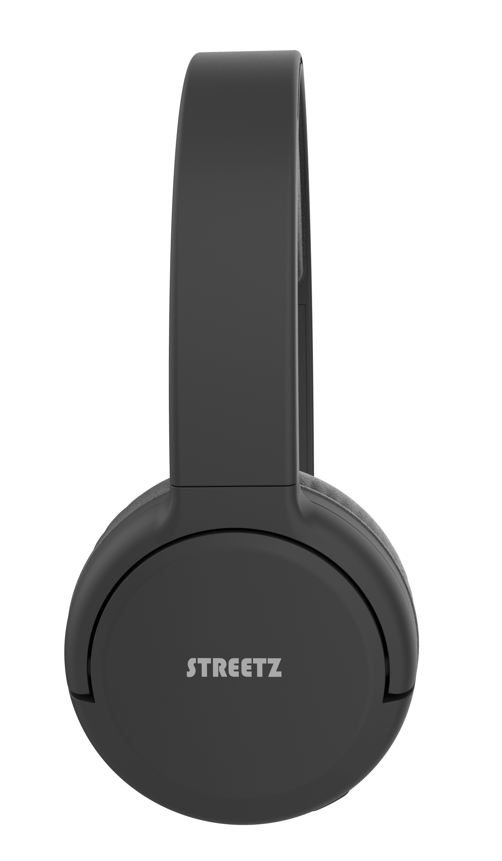Cuffie STREETZ nere, stile sovraurale. Il marchio è sul padiglione auricolare. Sfondo bianco.