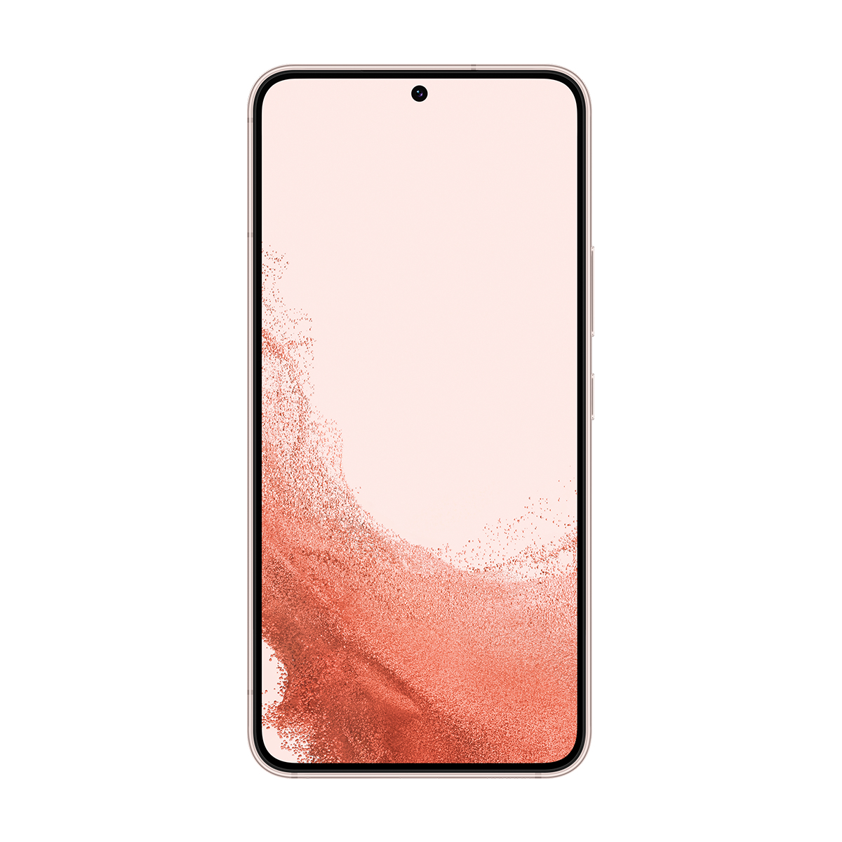 Açık pembe ekranlı bir akıllı telefon. Ekran, mercan rengi bir tasarım görüntülüyor. Telefonun gümüş kenarları var.