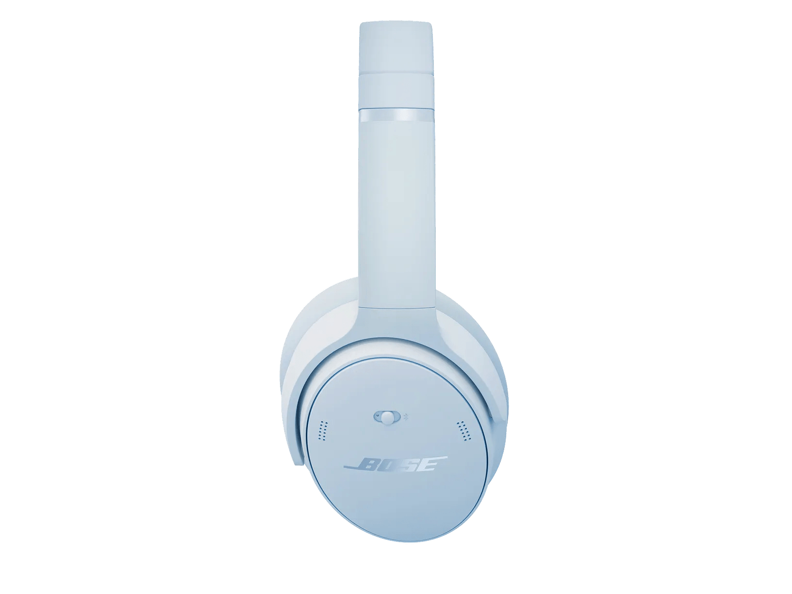 Cuffie Bose blu chiaro su sfondo bianco. Le cuffie sono in posizione verticale, mostrando i padiglioni e l'archetto.