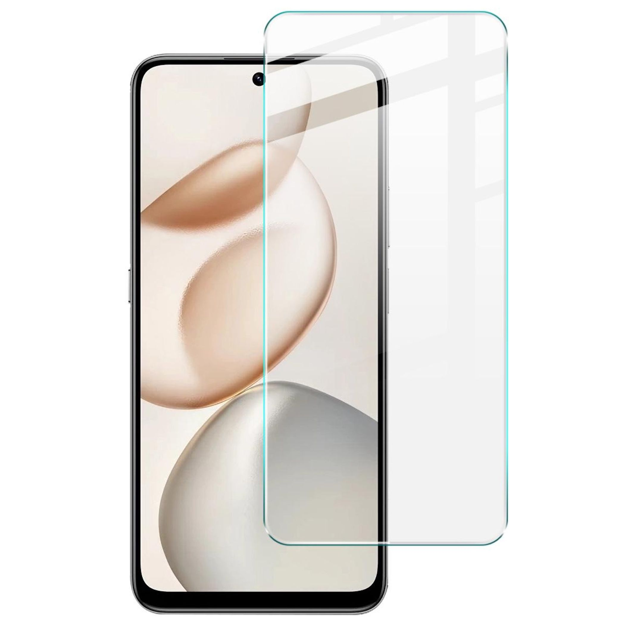 Ein Smartphone mit Displayschutzfolie. Das Telefon hat einen schwarzen Rahmen, der Schutz ist transparent.