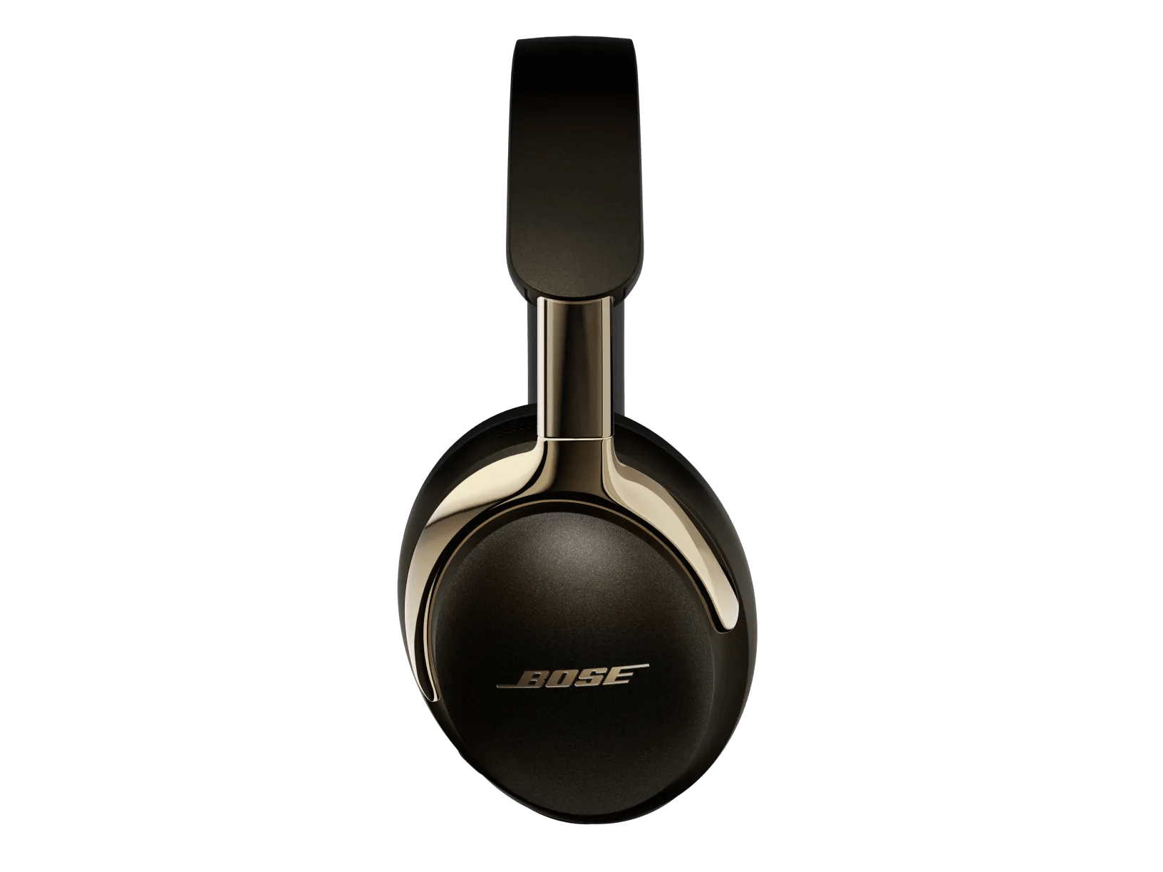 Auriculares Bose negros y dorados. Los auriculares están sobre un fondo blanco.