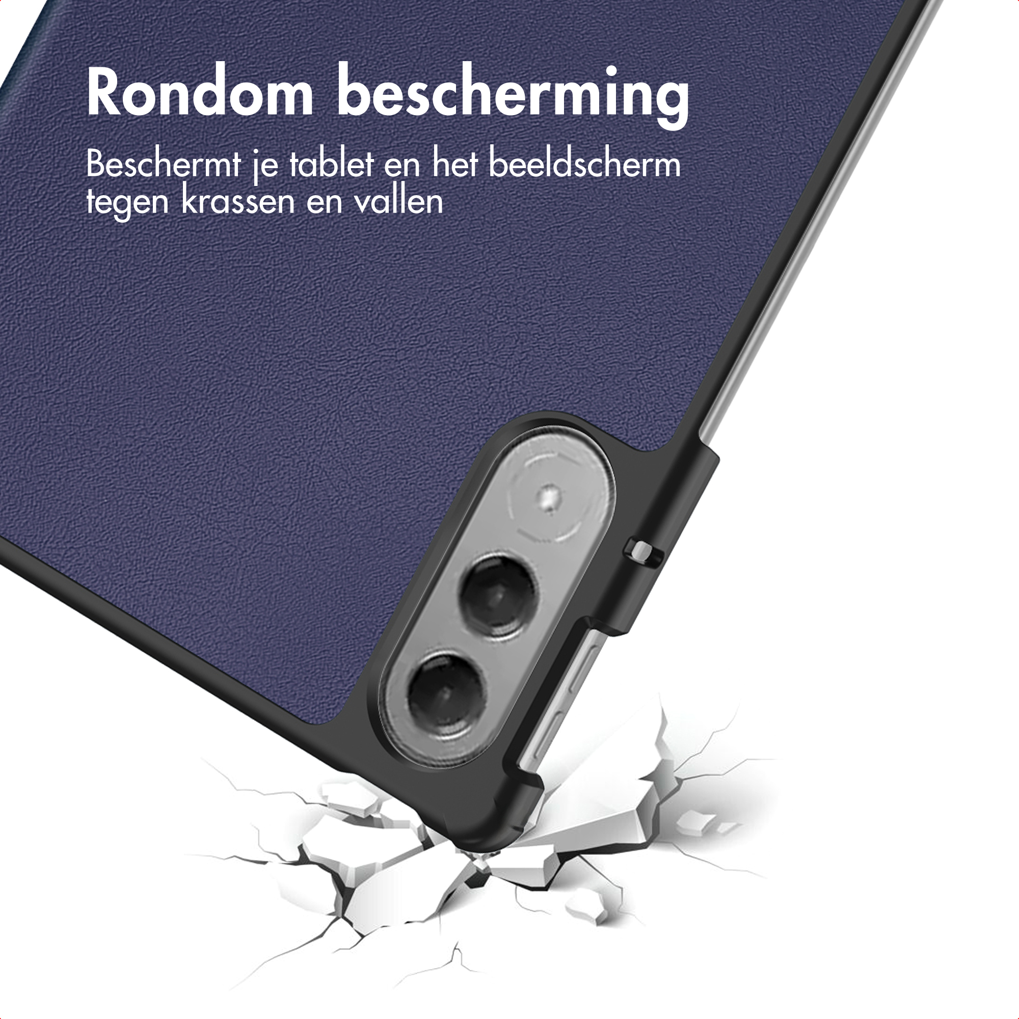 A phone case is protecting the phone. The phone is falling and cracking the white surface.