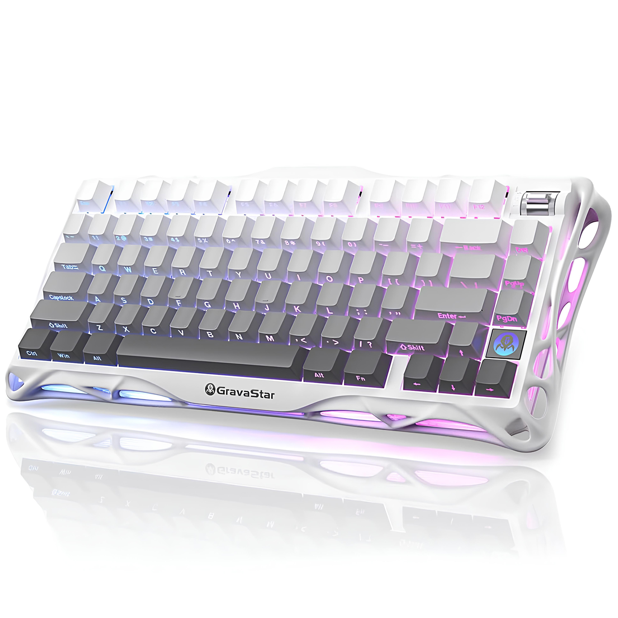 GRAVASTAR Mercury K1 RGB Mekanik Alüminyum Çerçeveli, İngilizce Q, Kablosuz Gaming Klavye Gradient White