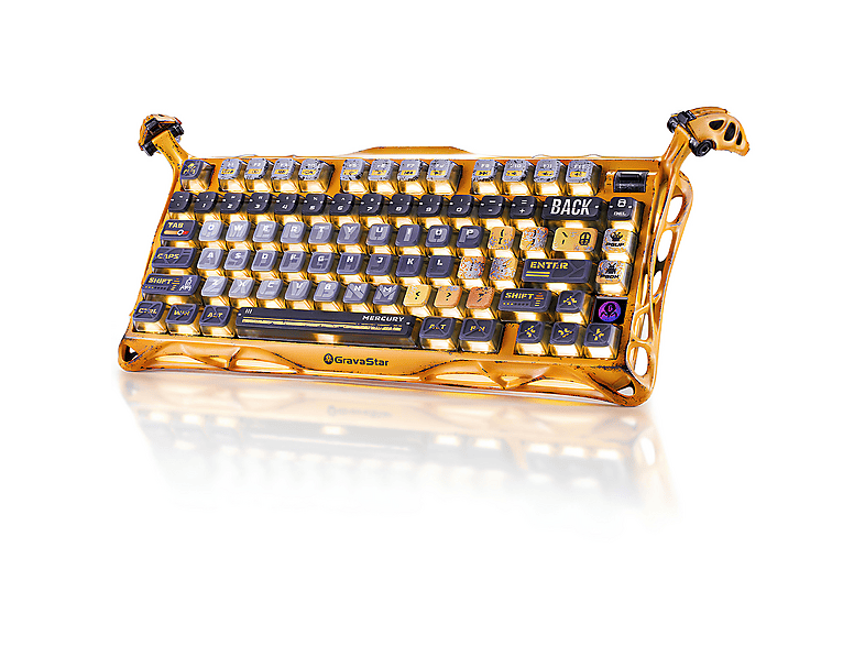 GRAVASTAR Mercury K1 Pro RGB Mekanik Alüminyum Çerçeveli, İngilizce Q, Kablosuz Oyuncu Klavyesi Sarı