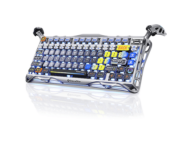 GravaStar Mercury K1 Pro RGB Kablosuz Mekanik Gaming Klavye, Alüminyum Çerçeveli, İngilizce Q, Uzay Gri