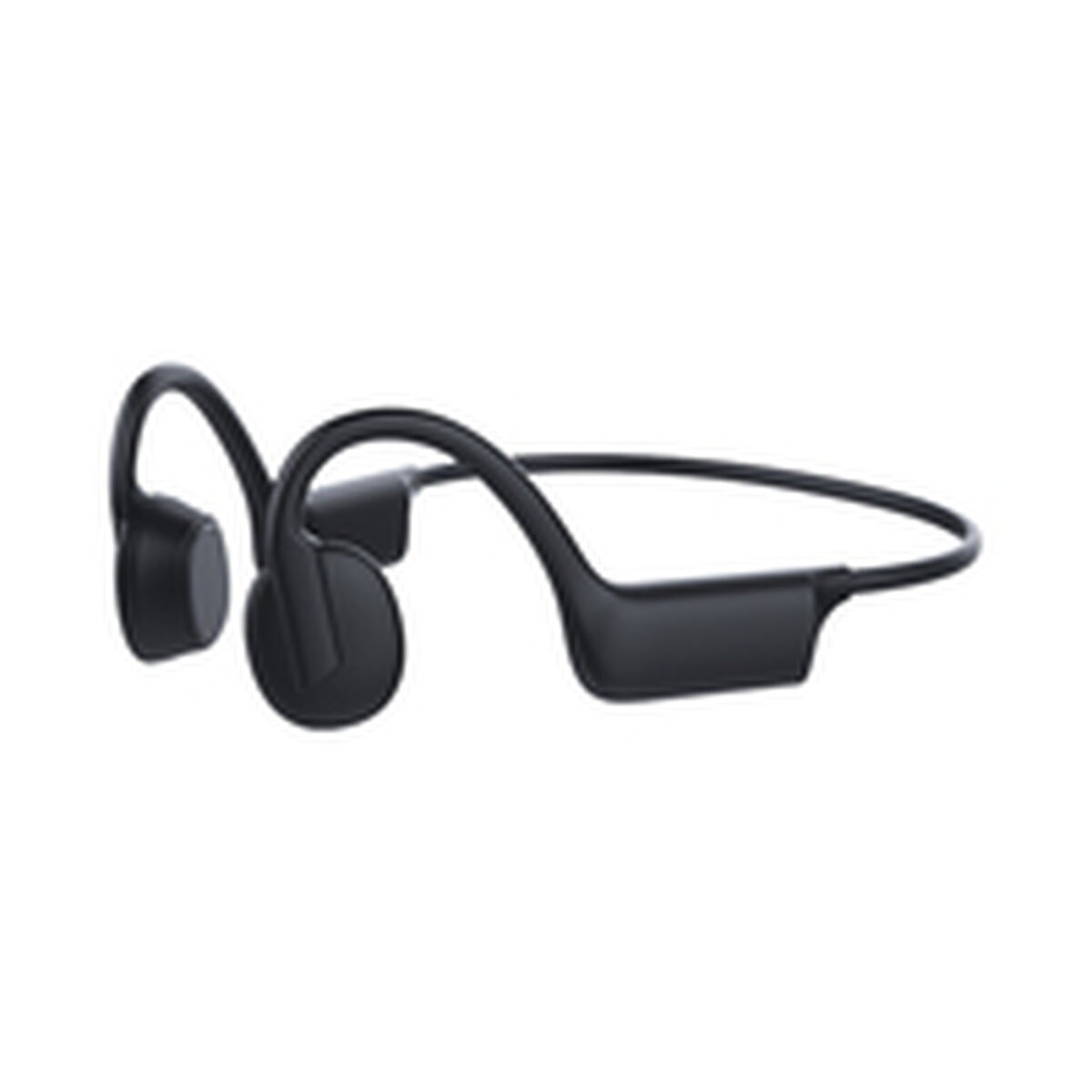 Auriculares de conducción ósea negros. Tienen dos auriculares y una banda que rodea la cabeza.