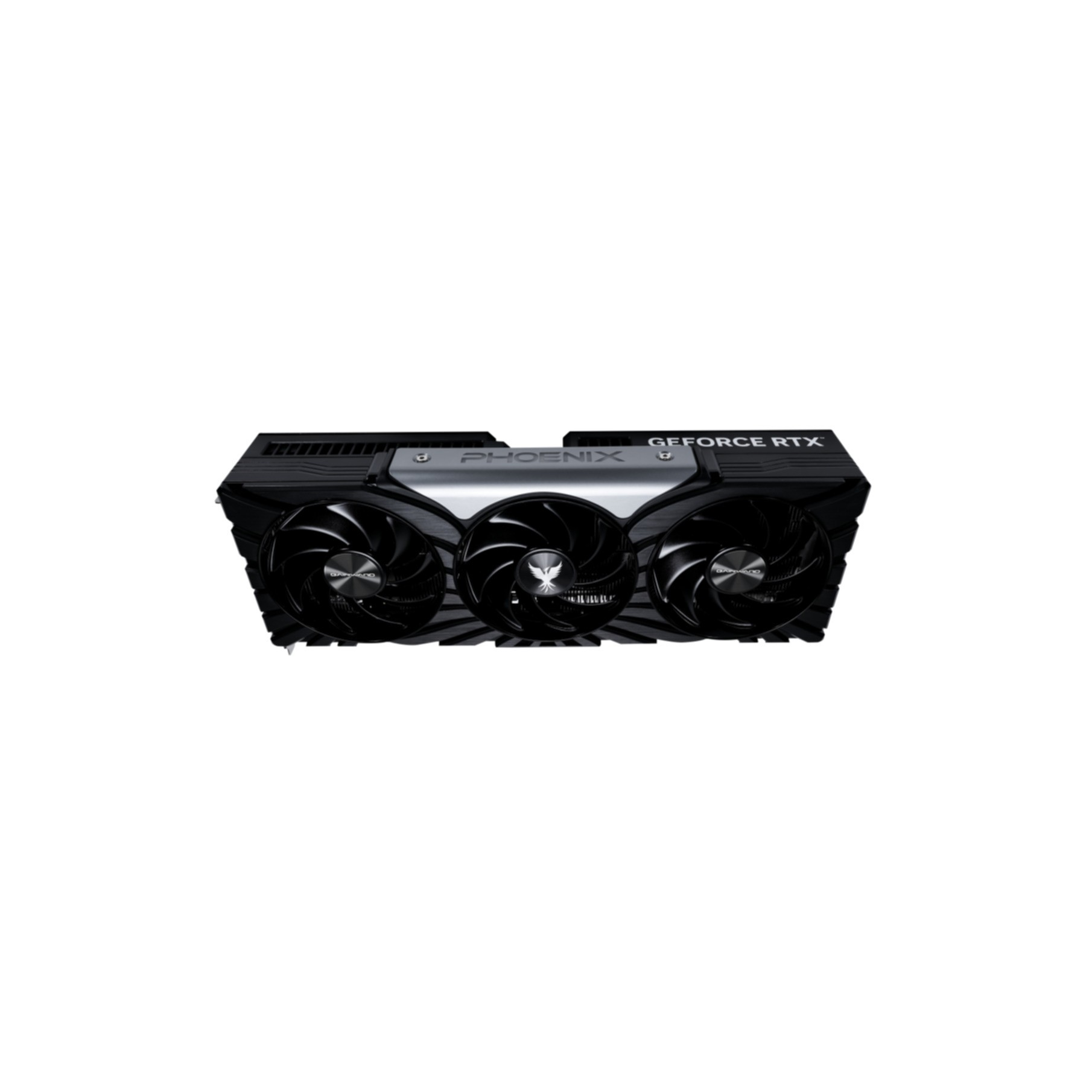 A black and silver graphics card with three fans. The text "PHOENIX" and "GEFORCE RTX" are visible.