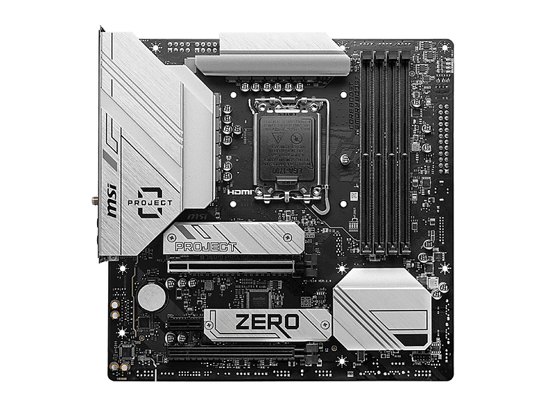 MSI MSI B760M PROJECT ZERO B760 S1700 mATX DDR5 Mainboard Mehrfarbig