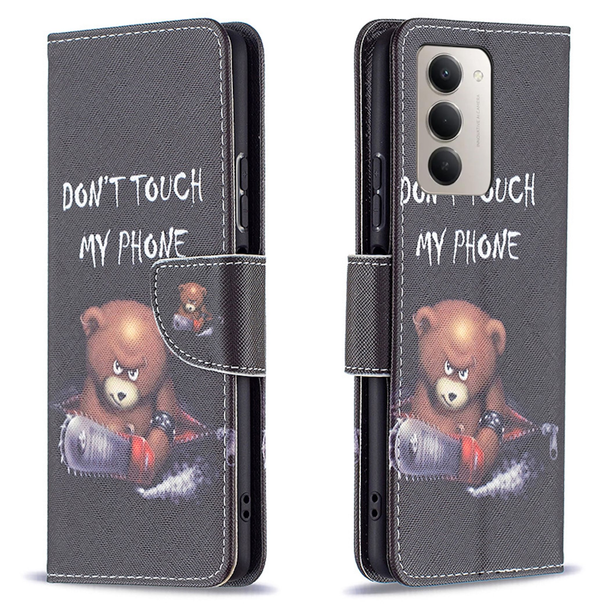 Handyhülle mit einem Bärengrafik mit der Aufschrift „FASS MEIN TELEFON NICHT AN“. Der Bär ist wütend.