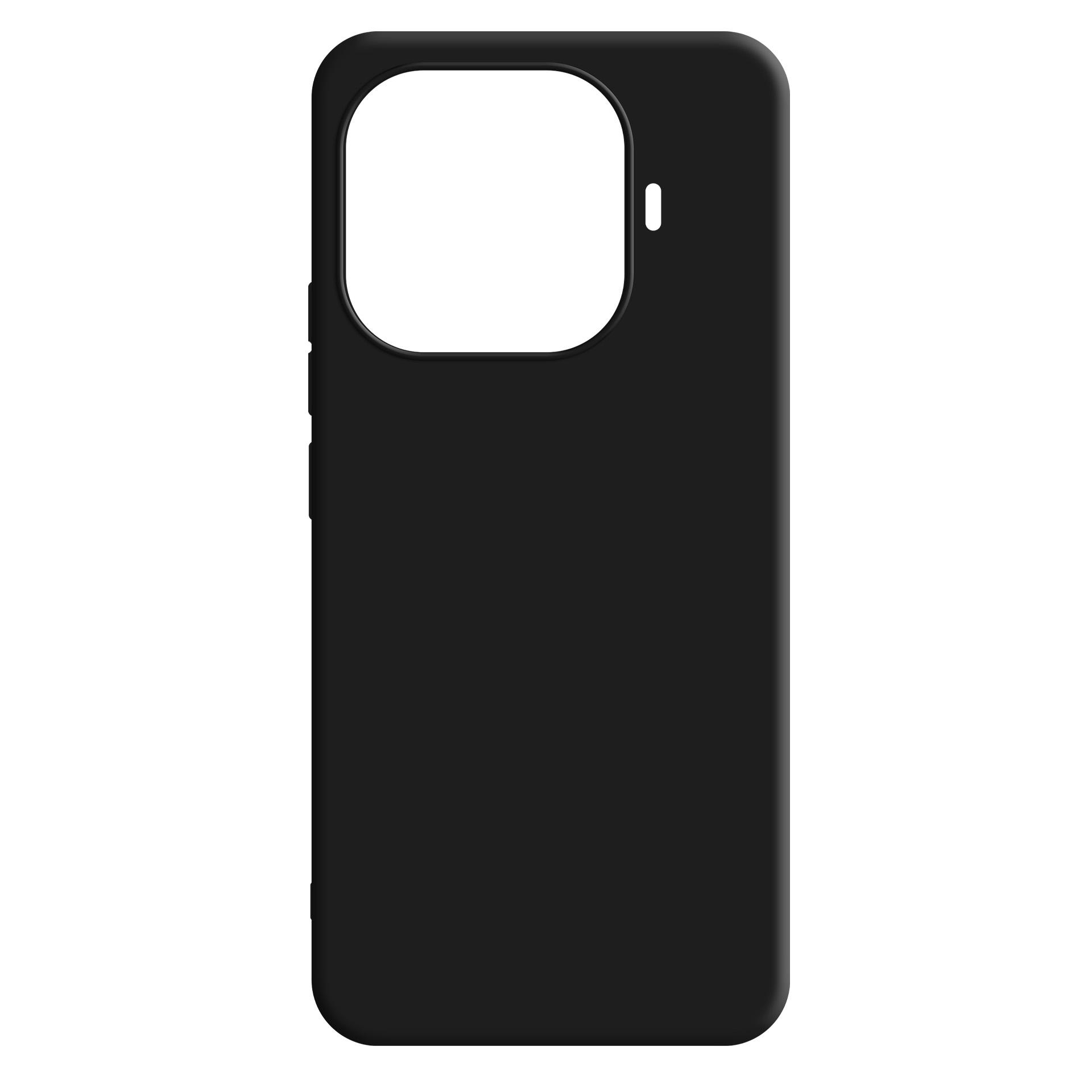 Una custodia nera per telefono con ritaglio per fotocamera. Ha tasti volume e un piccolo ritaglio.