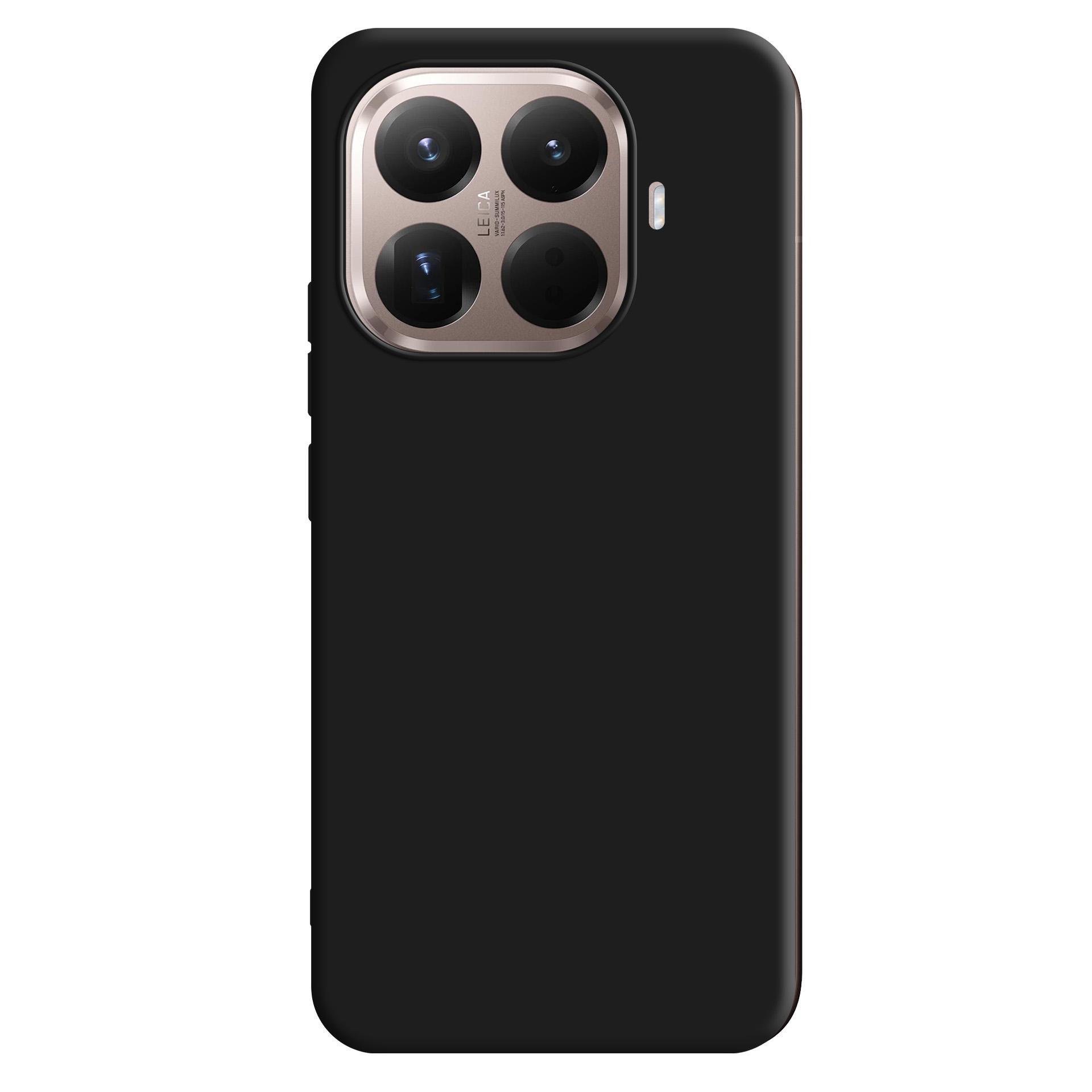 Smartphone nero con quattro obiettivi e marchio Leica. Il telefono è in una custodia nera.