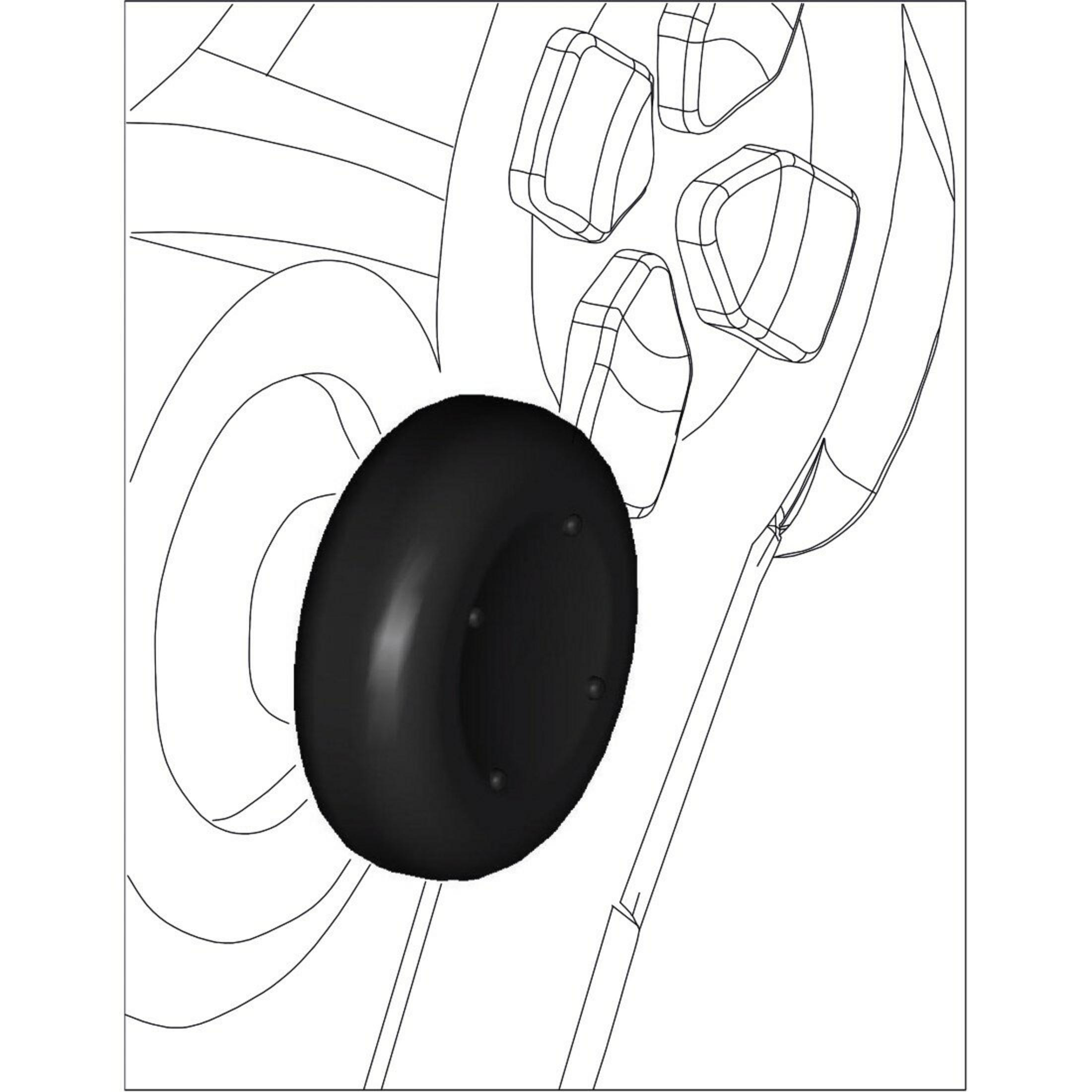 Zbliżenie kontrolera do gier pokazujące czarny joystick i przyciski, obrysowane czarnymi liniami na białym tle.