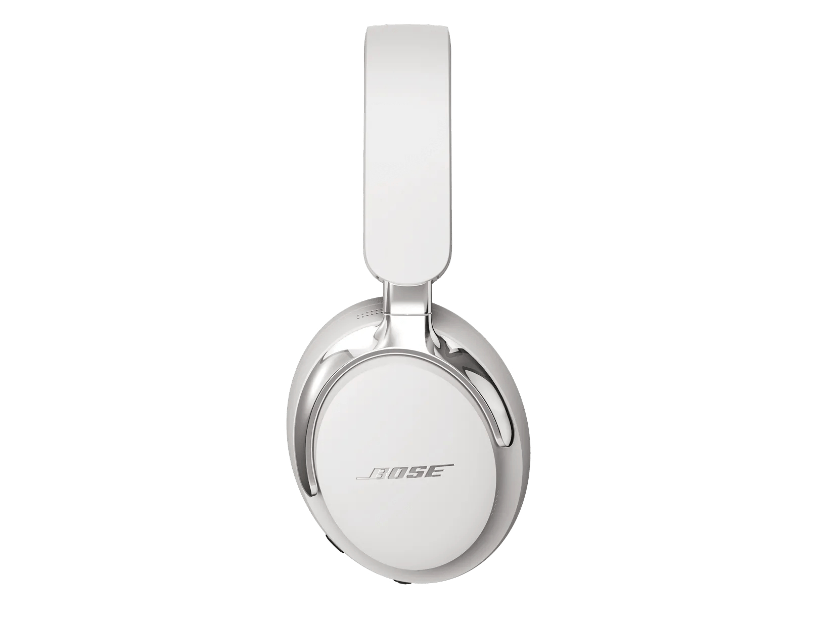 Auriculares Bose blancos sobre fondo blanco. Los auriculares tienen acabado metálico y diadema acolchada.