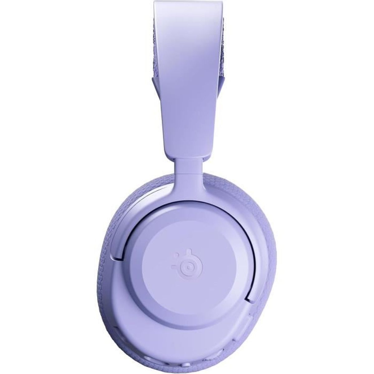 Primo piano di un paio di cuffie color lavanda. Le cuffie sono centrate, mostrando l'archetto e i padiglioni.