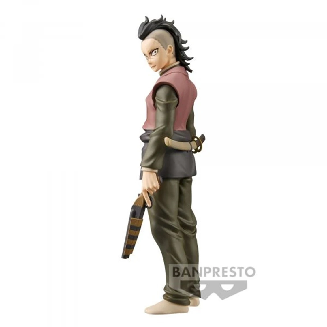 Una figura de una persona con cresta, sosteniendo una pistola. Viste camisa roja y pantalones verdes. La figura está sobre fondo blanco.