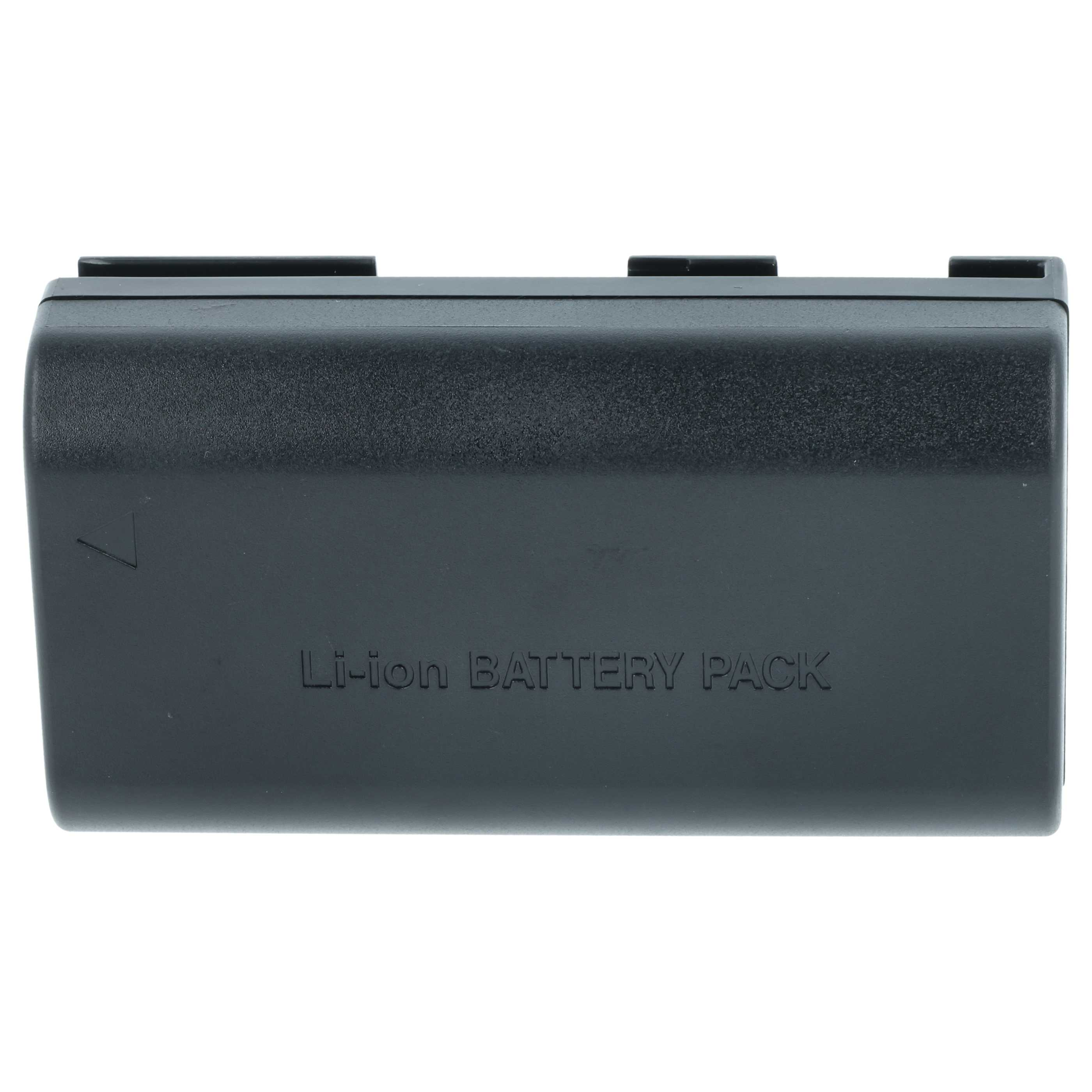 Ein schwarzes Li-Ionen-Akkupack mit dem Text "Li-ion BATTERY PACK" vor weißem Hintergrund.