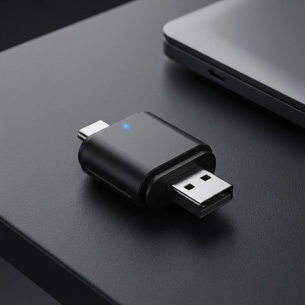 TORIMA TAB06 Mini 2in1 Kablosuz Carplay USB ve Type-C Uyumlu Araç Multimedya Dönüştürücü Adaptör Siyah