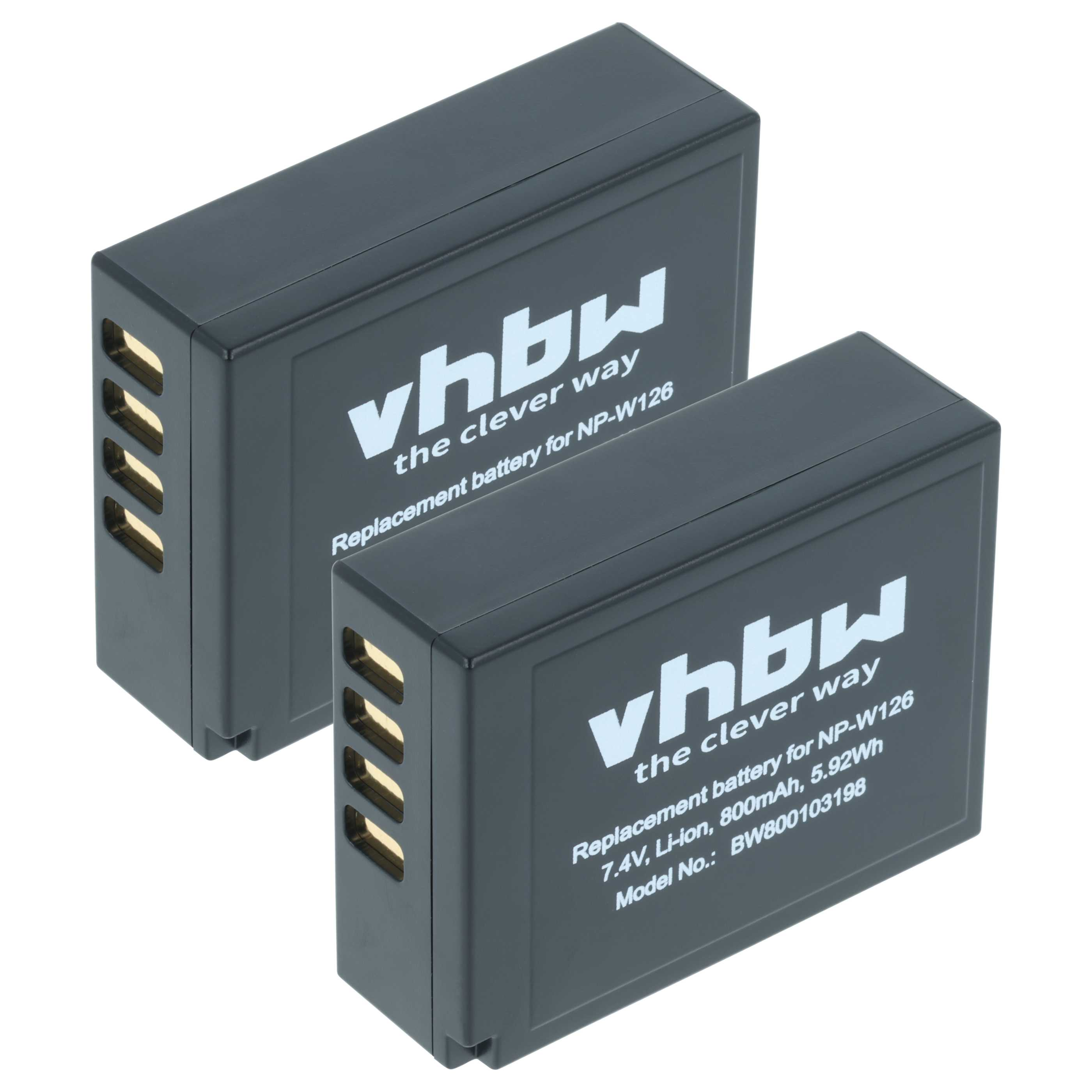 Zwei schwarze rechteckige Batterien mit weißem Text. Eine liegt leicht hinter der anderen. Der Text lautet vhbw, the clever way.