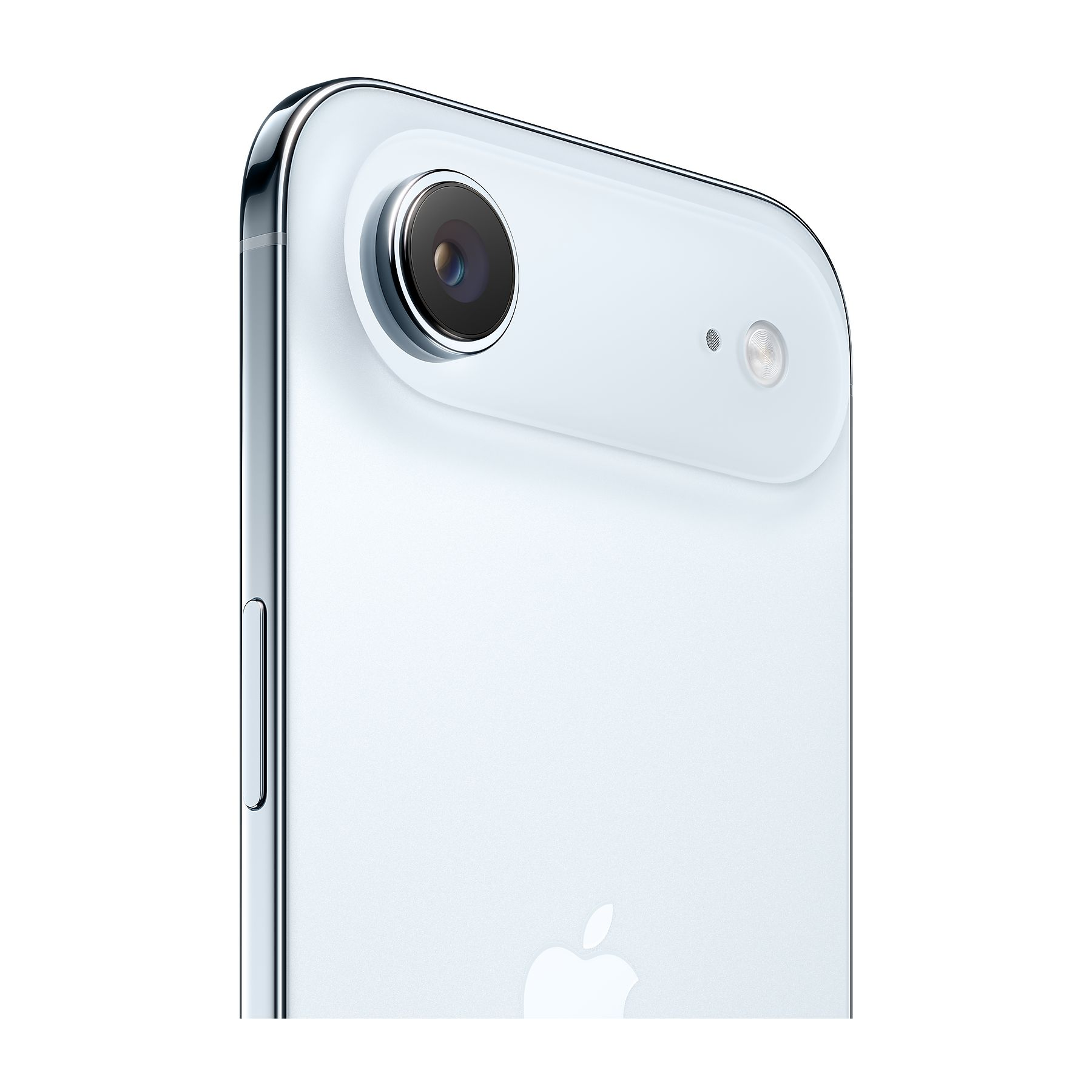 Zbliżenie na tył białego smartfona. Widoczne obiektywy aparatu i lampa błyskowa. Logo Apple na dole.