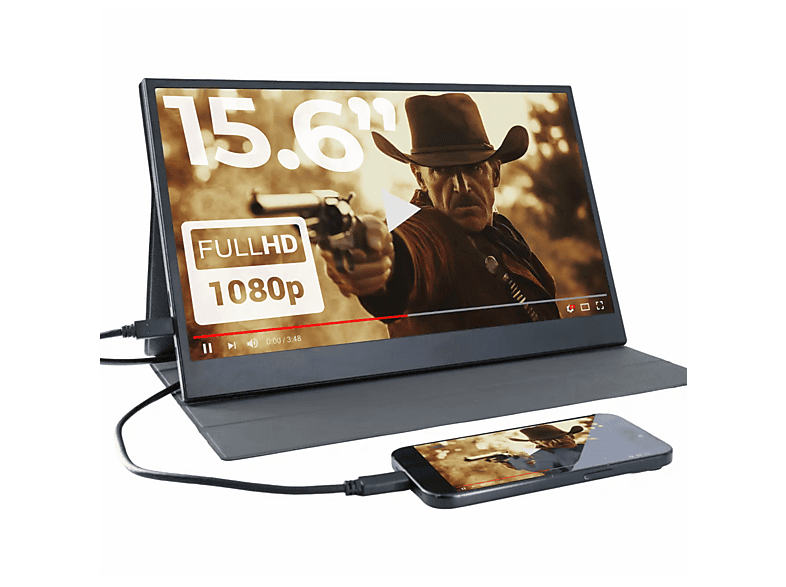DENVER PMO-15604 15 Zoll Full-HD Portabler Monitor (30 ms Reaktionszeit ...