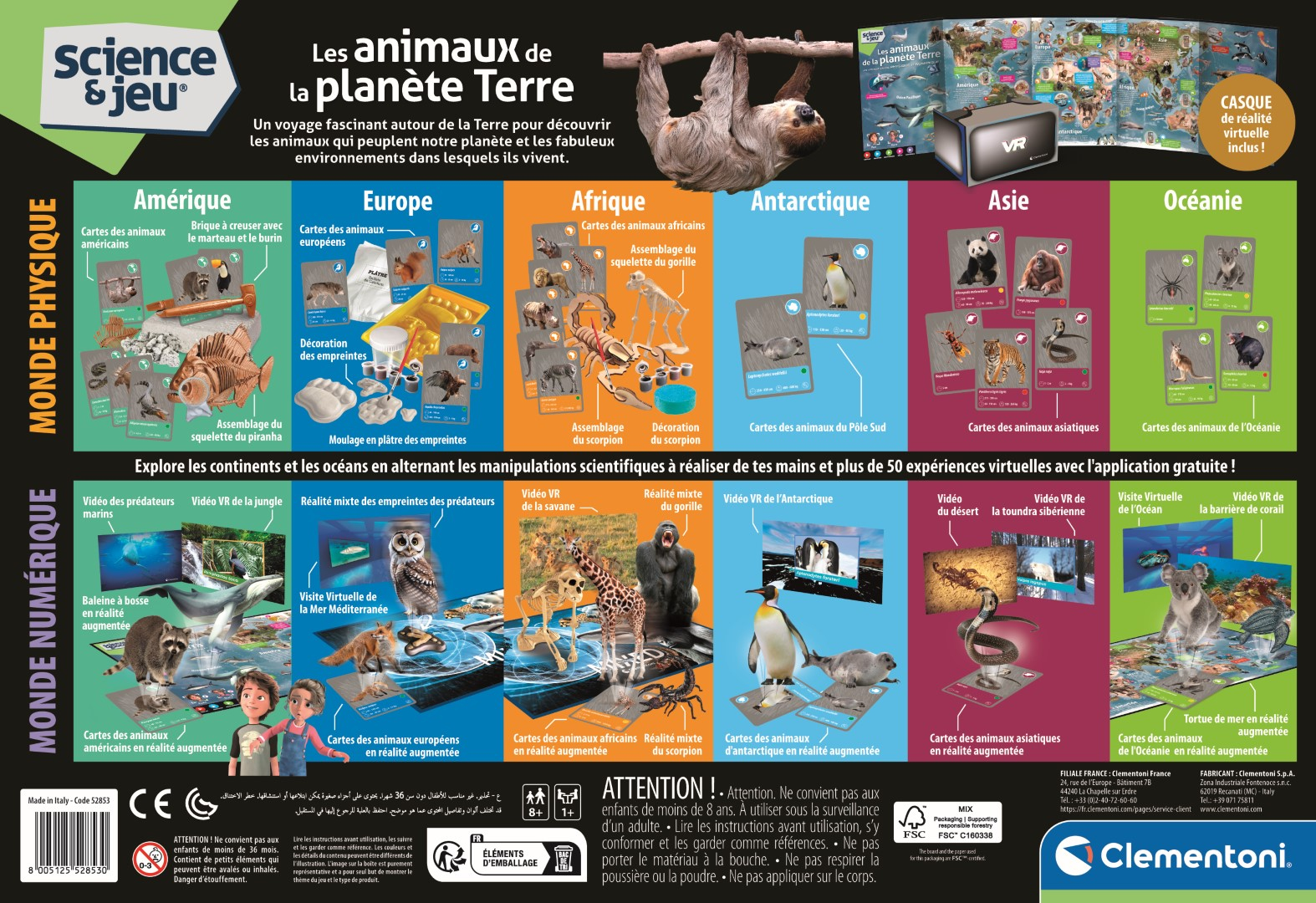 Pudełko z grą przedstawia zwierzęta z różnych kontynentów. Zawiera karty, VR i instrukcje.