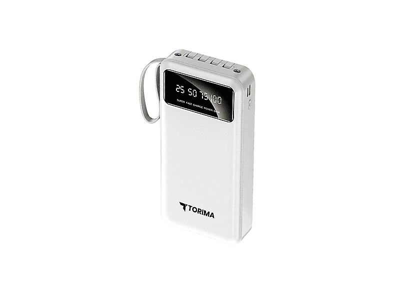 TORIMA TRM-1021 Taşınabilir Batarya Hızlı Şarj Ledli 4 Çıkışlı 20000 Powerbank Beyaz