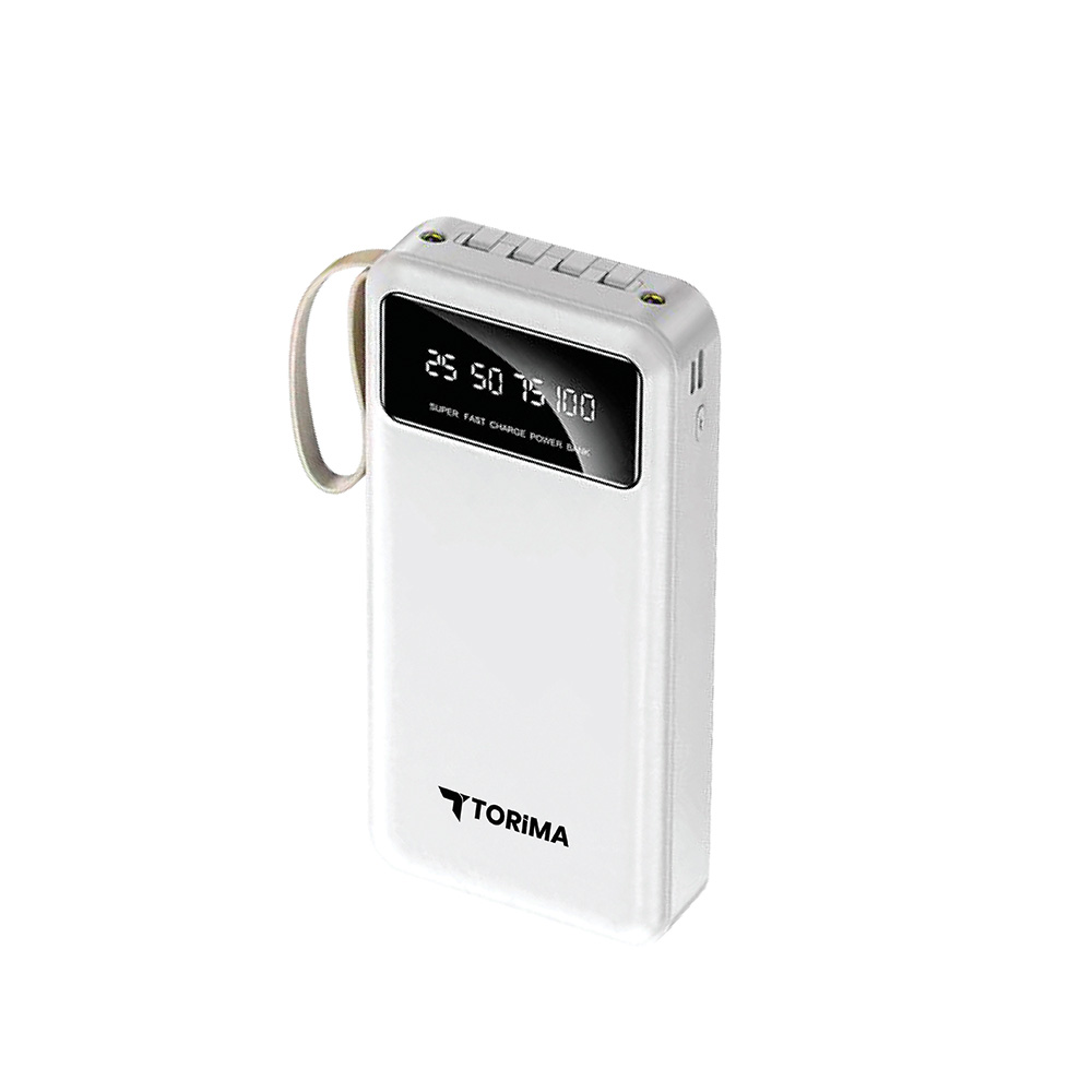 TORIMA TRM-1021  Taşınabilir Batarya  Hızlı Şarj Ledli 4 Çıkışlı 20000 mAh Powerbank Beyaz