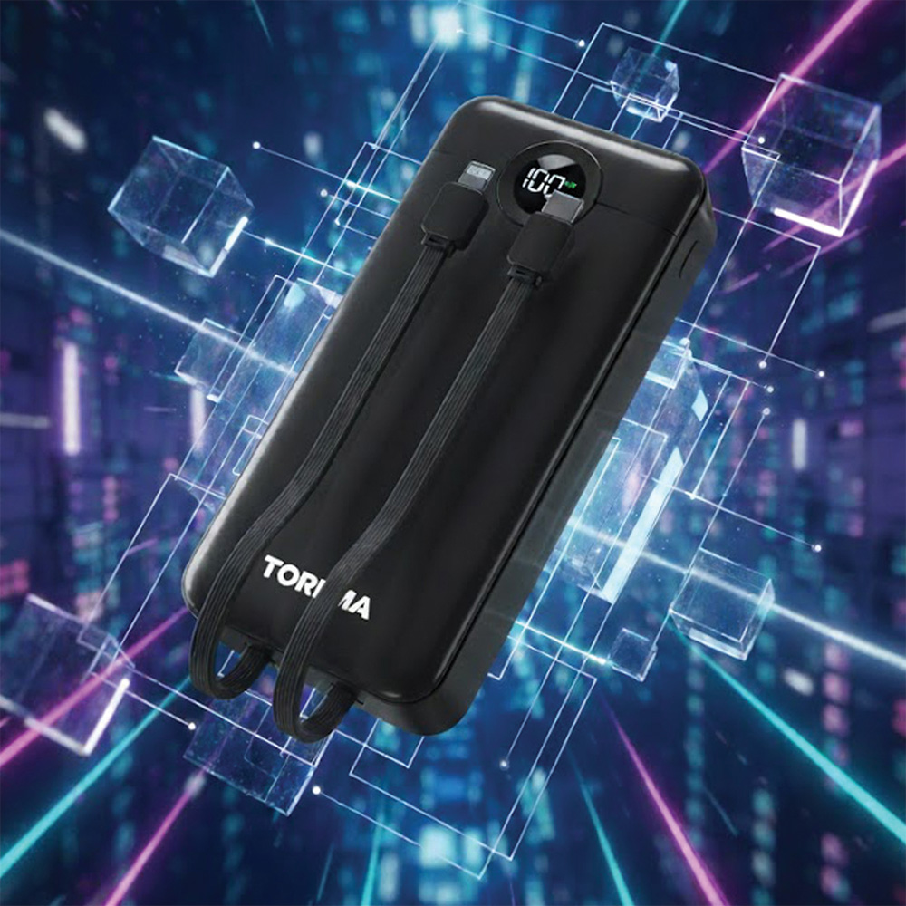 TORIMA TRM-1015  2 Çıkışlı Taşınabilir Hızlı Şarj Dijital Göstergeli 10000 Powerbank Siyah